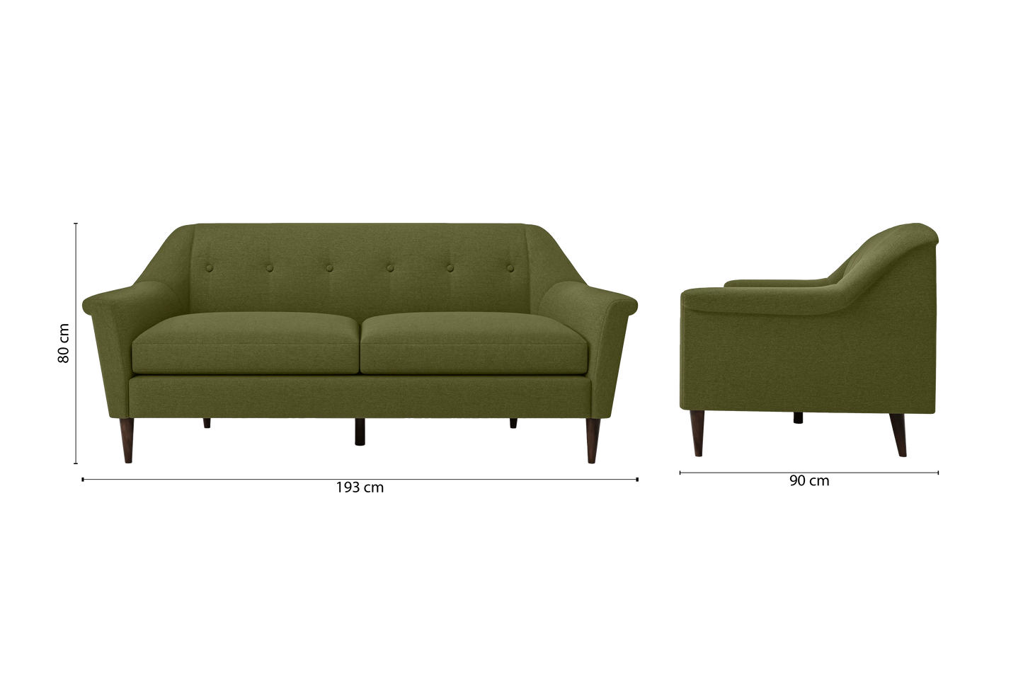 Giovanni 3 Seater Sofa Olive Linen Fabric