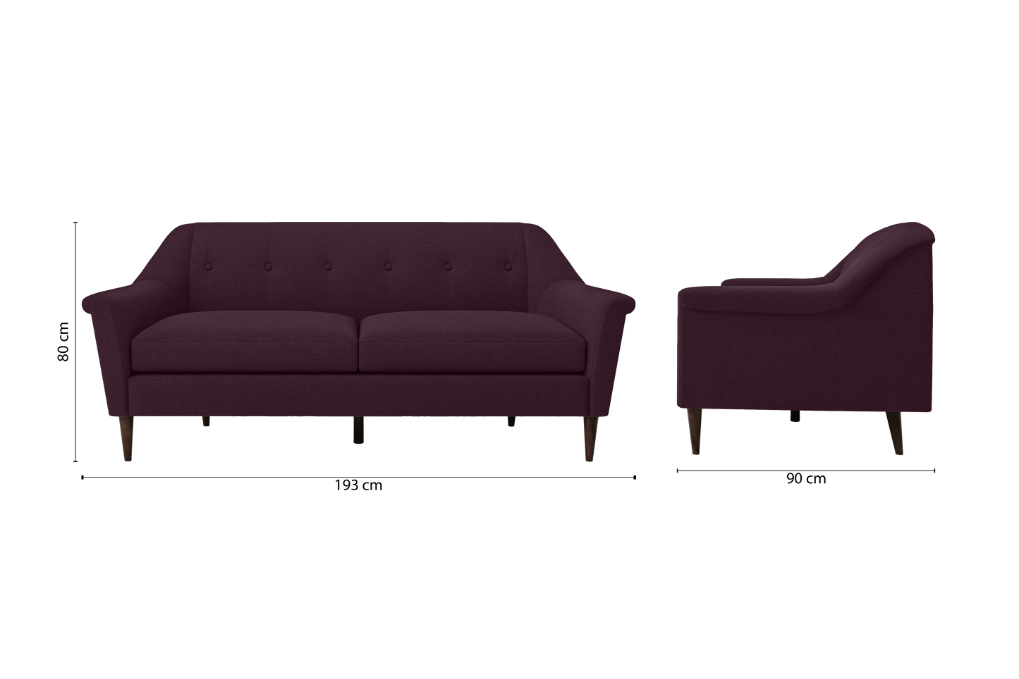 Giovanni 3 Seater Sofa Purple Linen Fabric