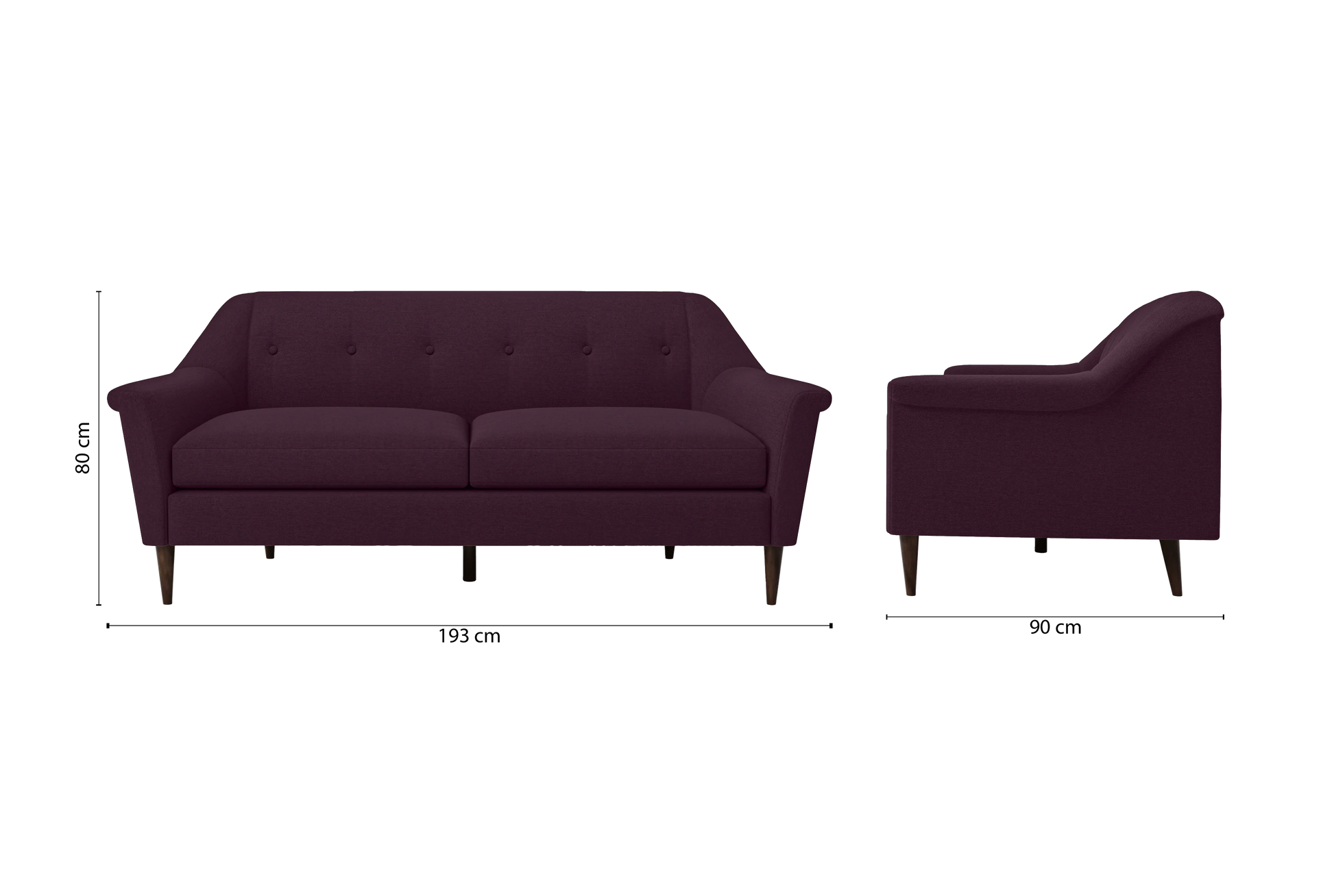 Giovanni 3 Seater Sofa Purple Linen Fabric