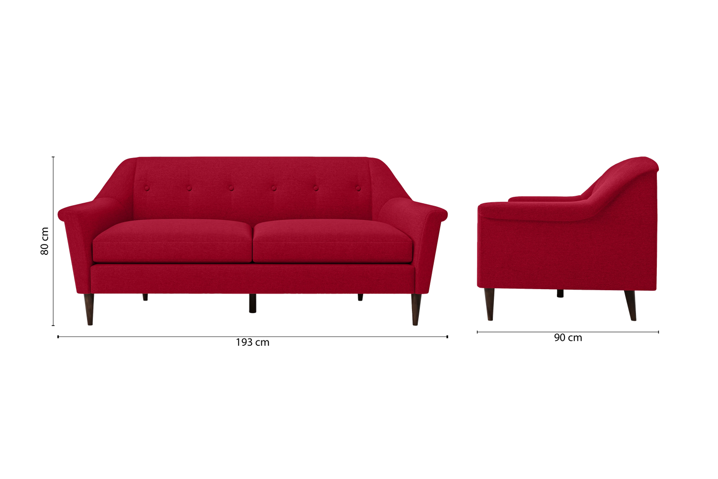 Giovanni 3 Seater Sofa Red Linen Fabric