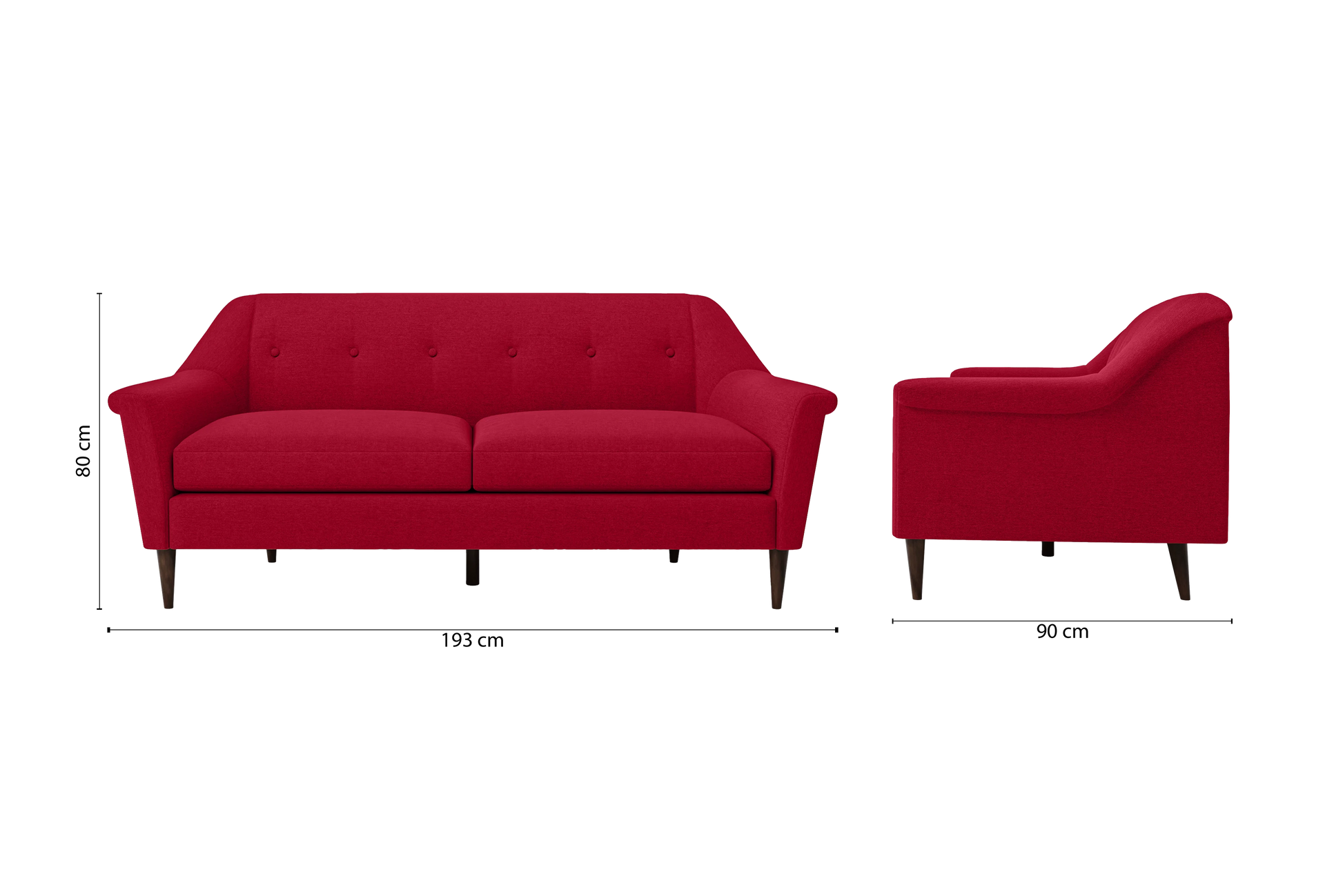 Giovanni 3 Seater Sofa Red Linen Fabric