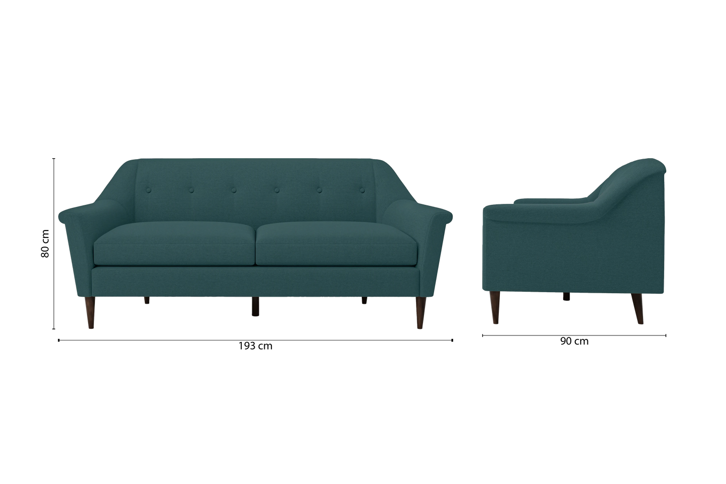 Giovanni 3 Seater Sofa Teal Linen Fabric