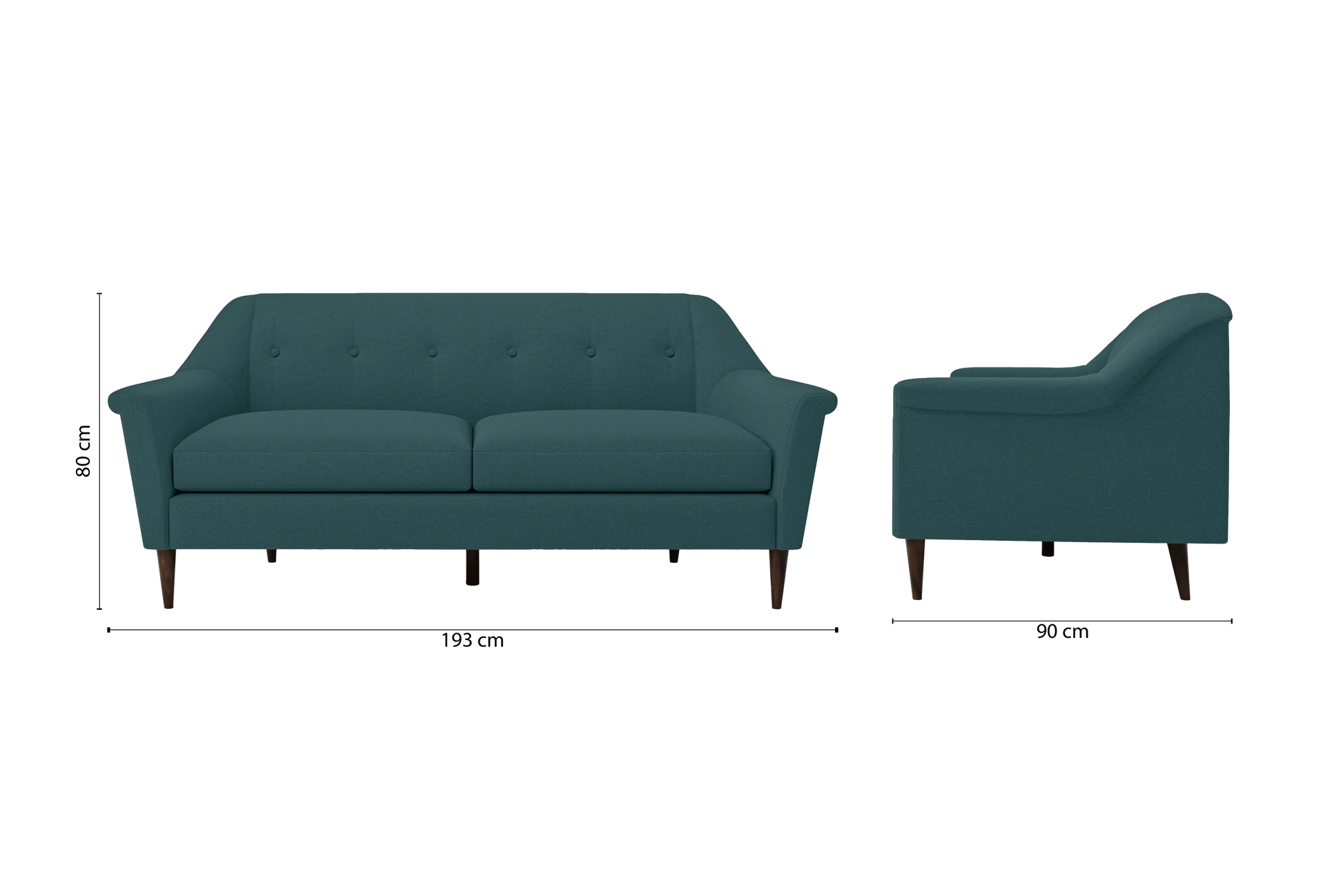 Giovanni 3 Seater Sofa Teal Linen Fabric