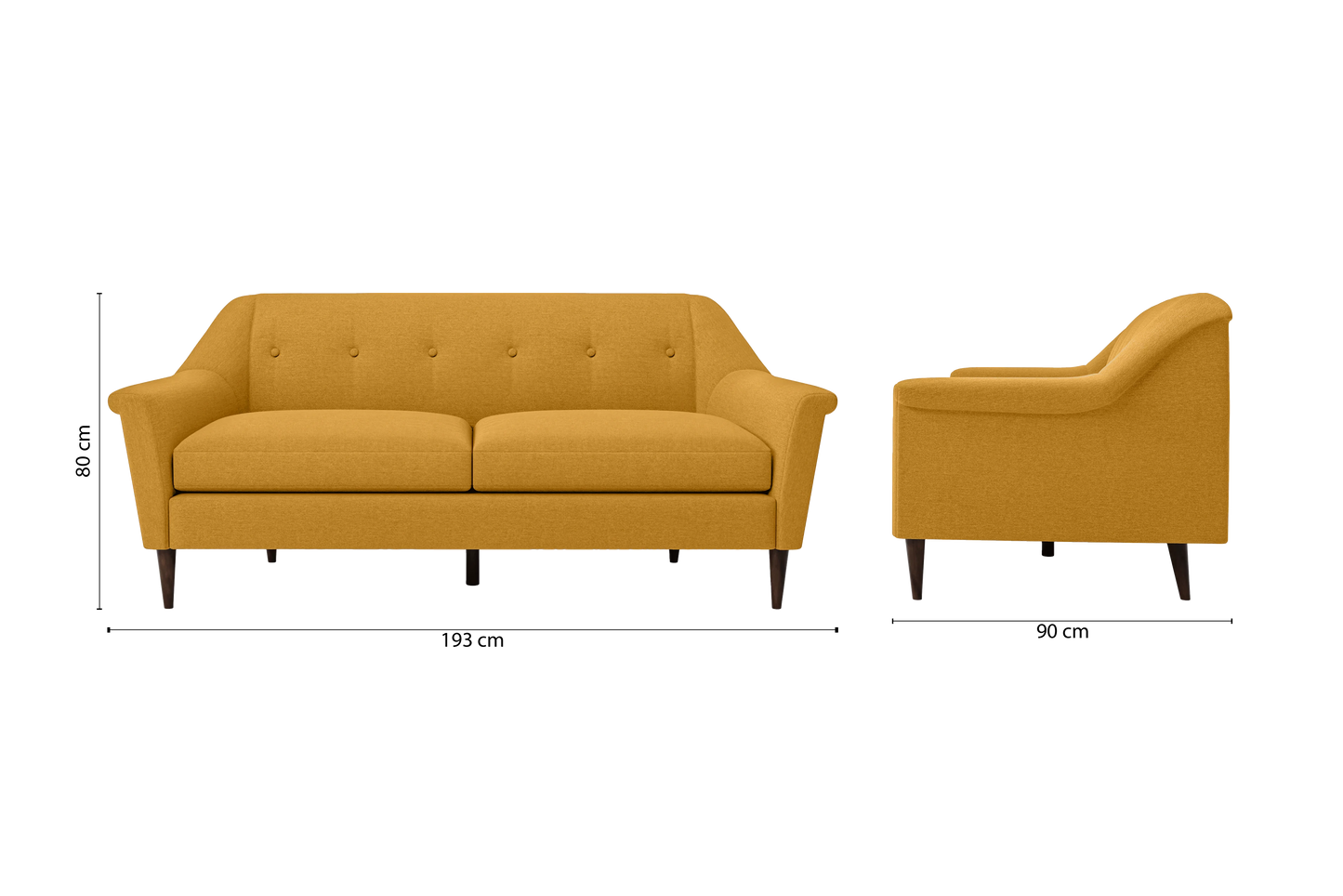 Giovanni 3 Seater Sofa Yellow Linen Fabric