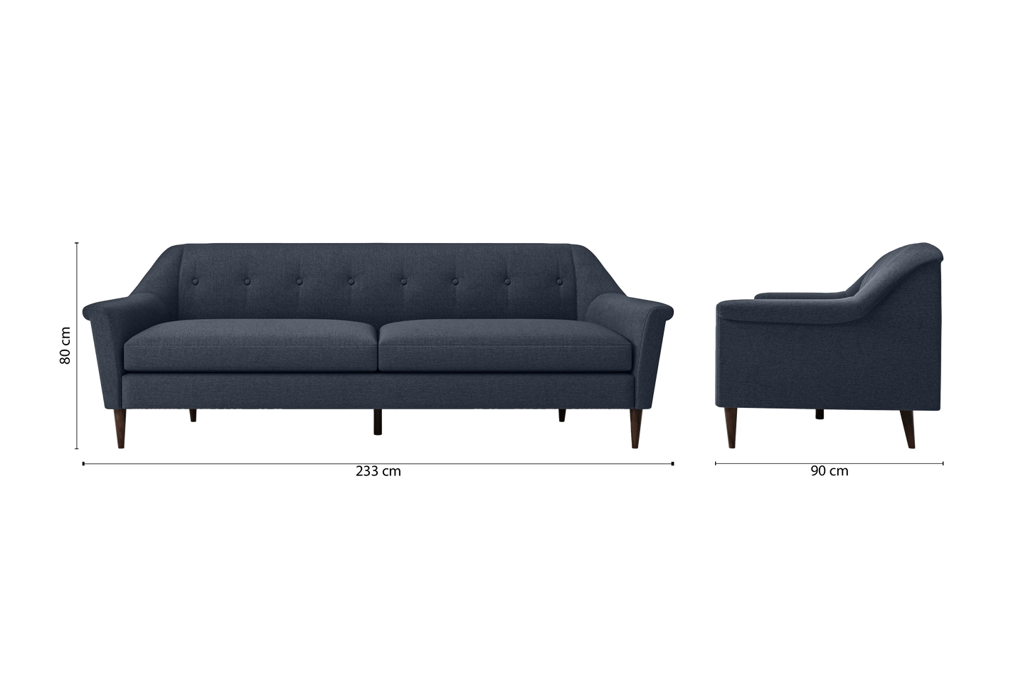 Giovanni 4 Seater Sofa Dark Blue Linen Fabric