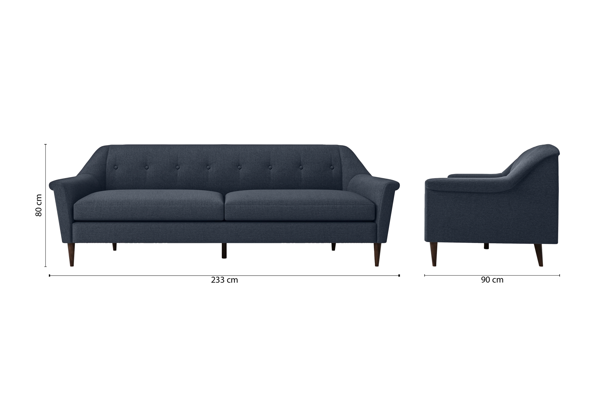 Giovanni 4 Seater Sofa Dark Blue Linen Fabric