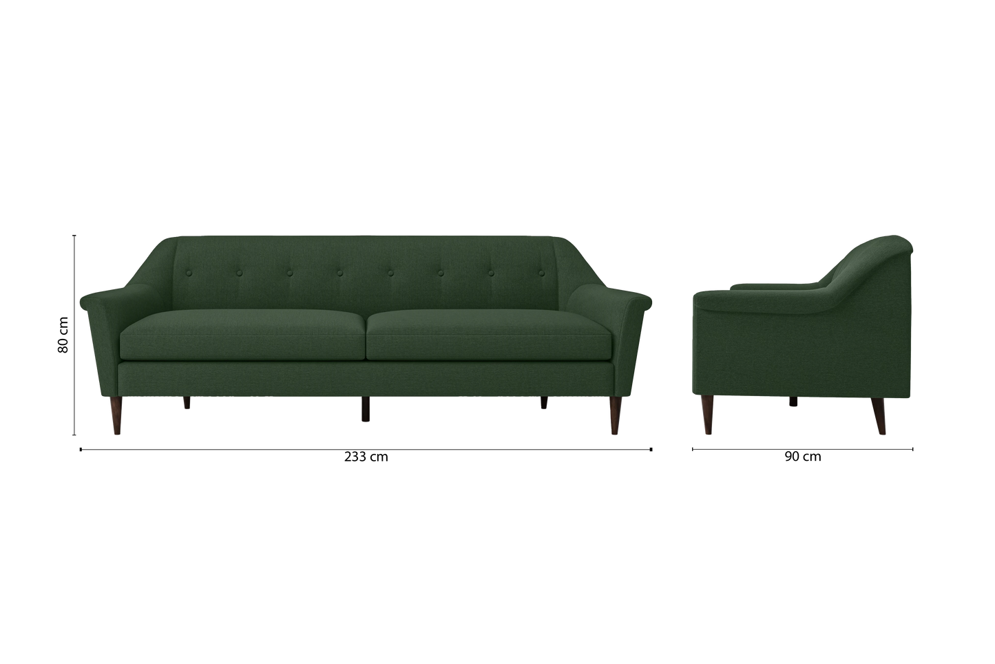 Giovanni 4 Seater Sofa Forest Green Linen Fabric