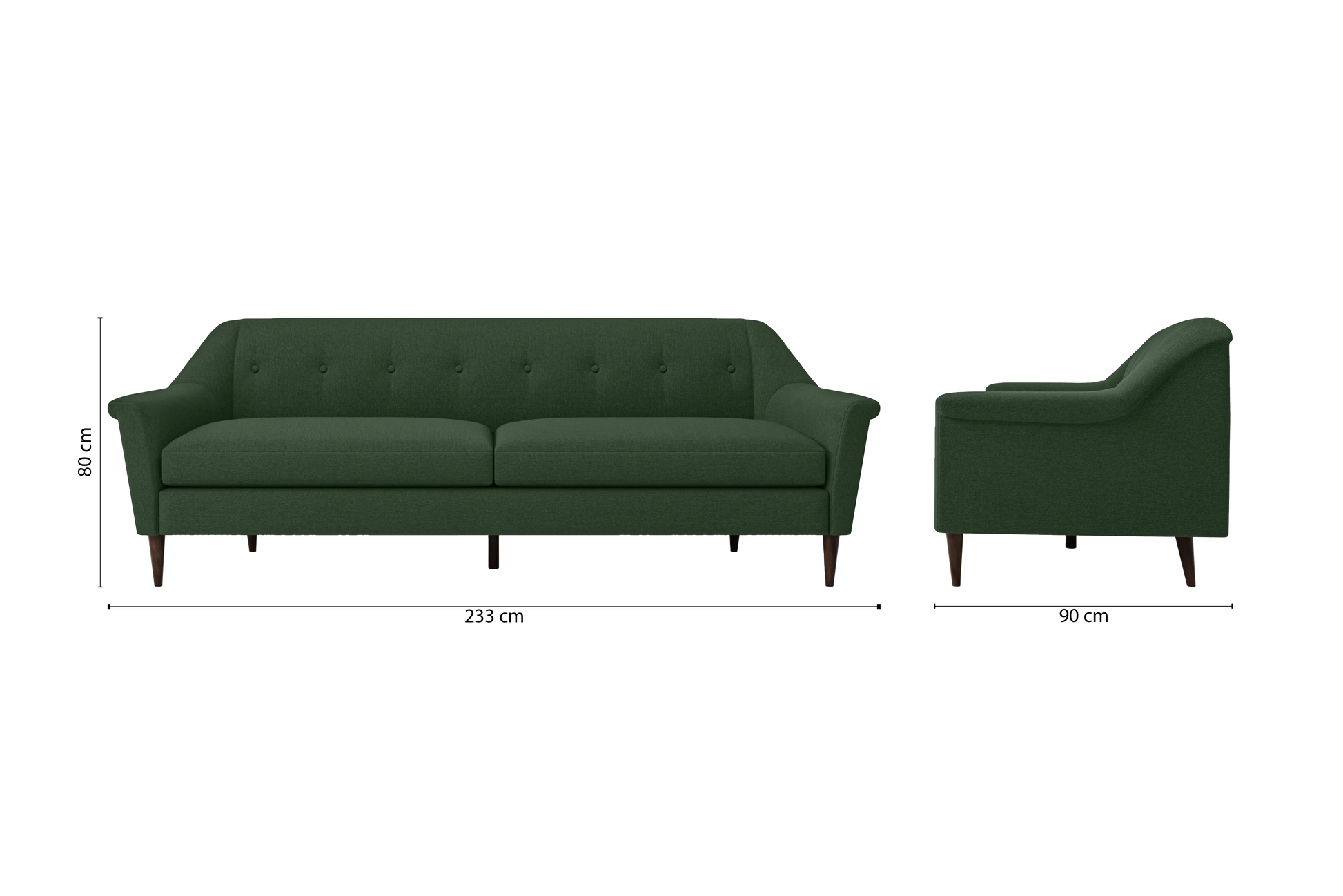 Giovanni 4 Seater Sofa Forest Green Linen Fabric