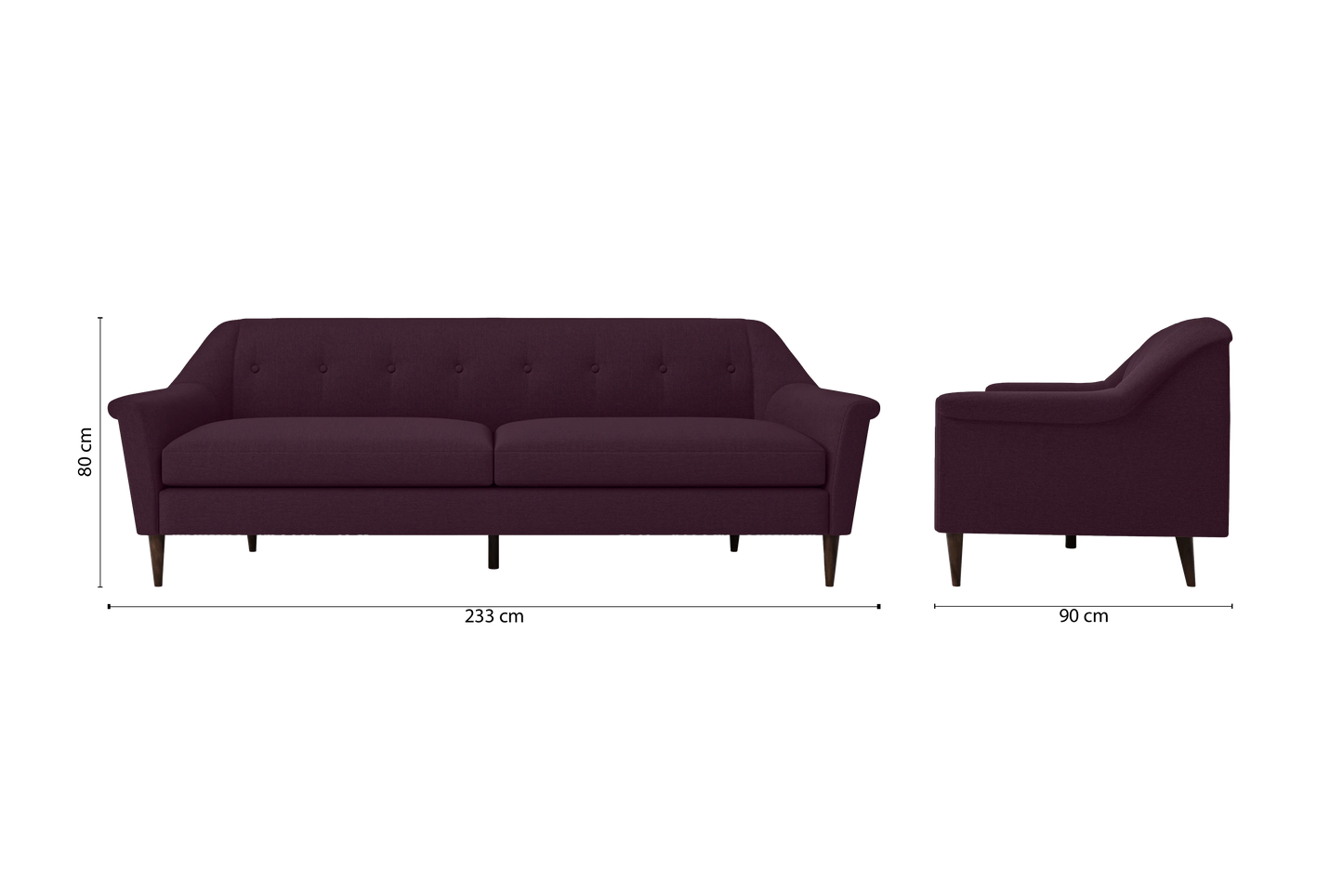 Giovanni 4 Seater Sofa Purple Linen Fabric