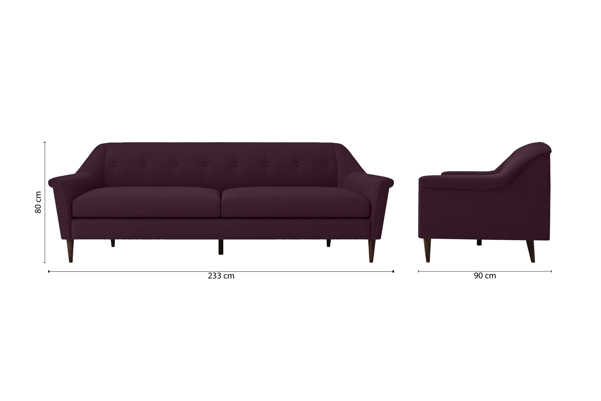 Giovanni 4 Seater Sofa Purple Linen Fabric