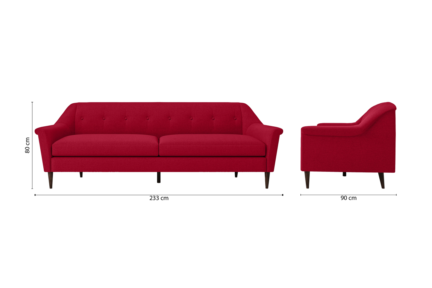 Giovanni 4 Seater Sofa Red Linen Fabric