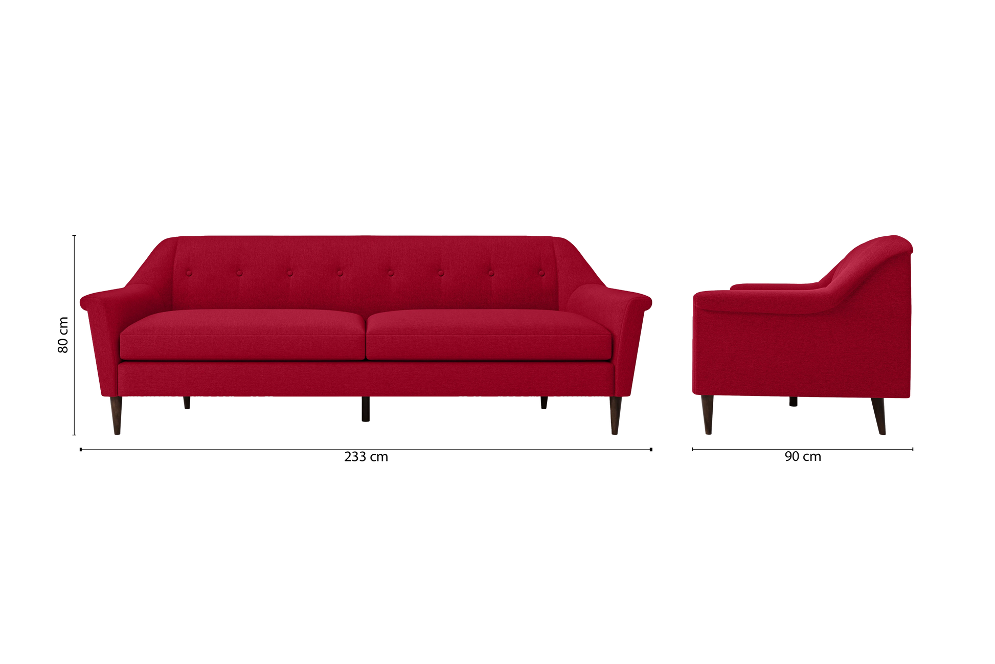 Giovanni 4 Seater Sofa Red Linen Fabric