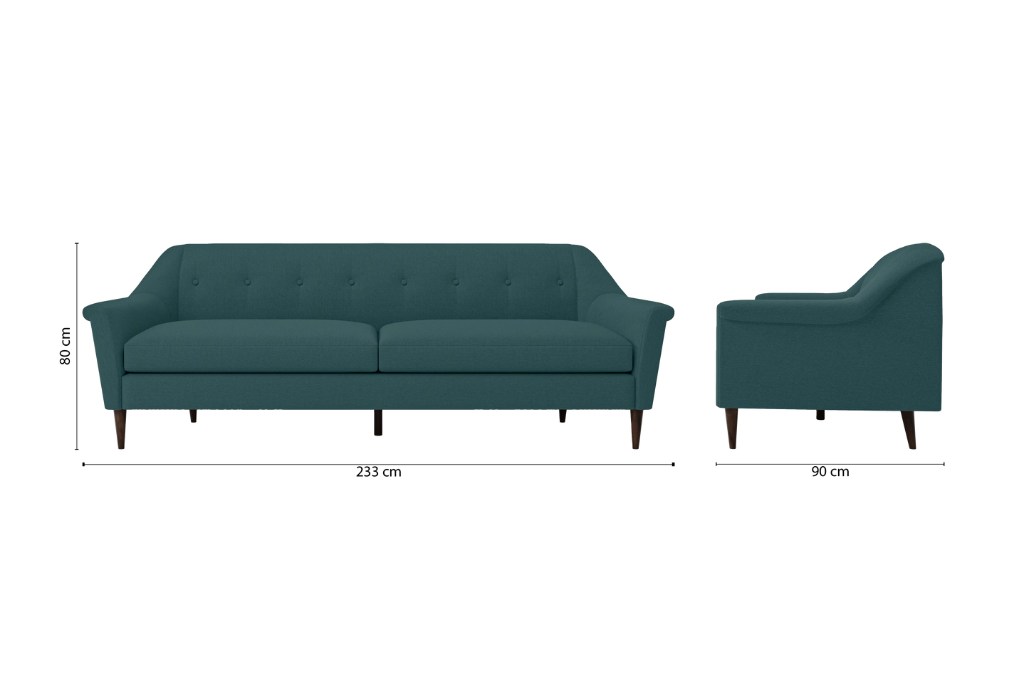 Giovanni 4 Seater Sofa Teal Linen Fabric