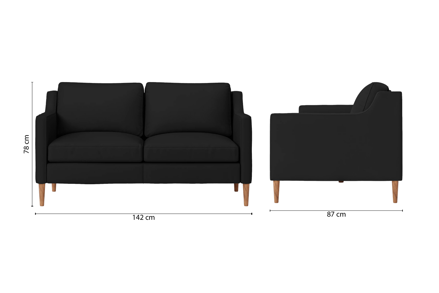 Greco 2 Seater Sofa Black Leather