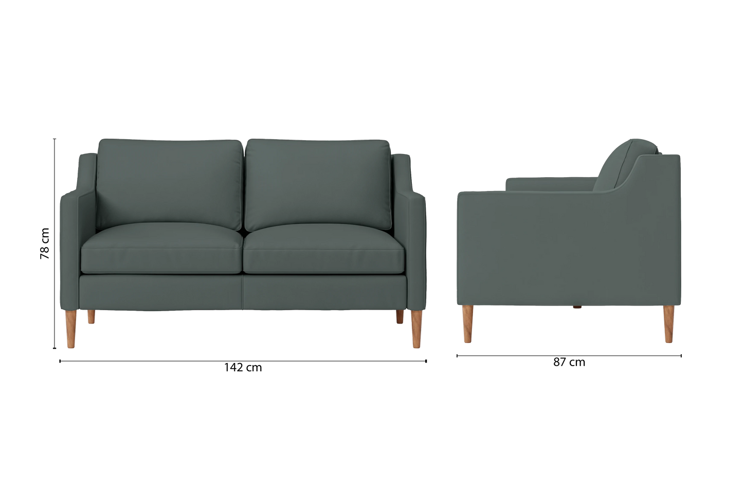 Greco 2 Seater Sofa Dusky Turquoise Leather