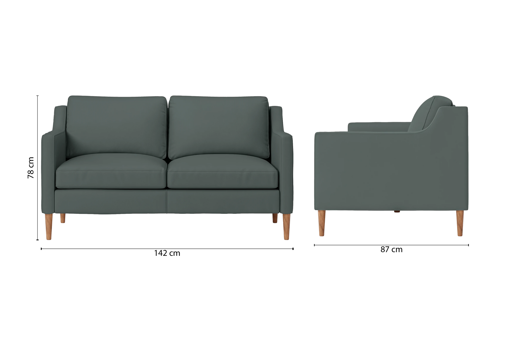 Greco 2 Seater Sofa Dusky Turquoise Leather