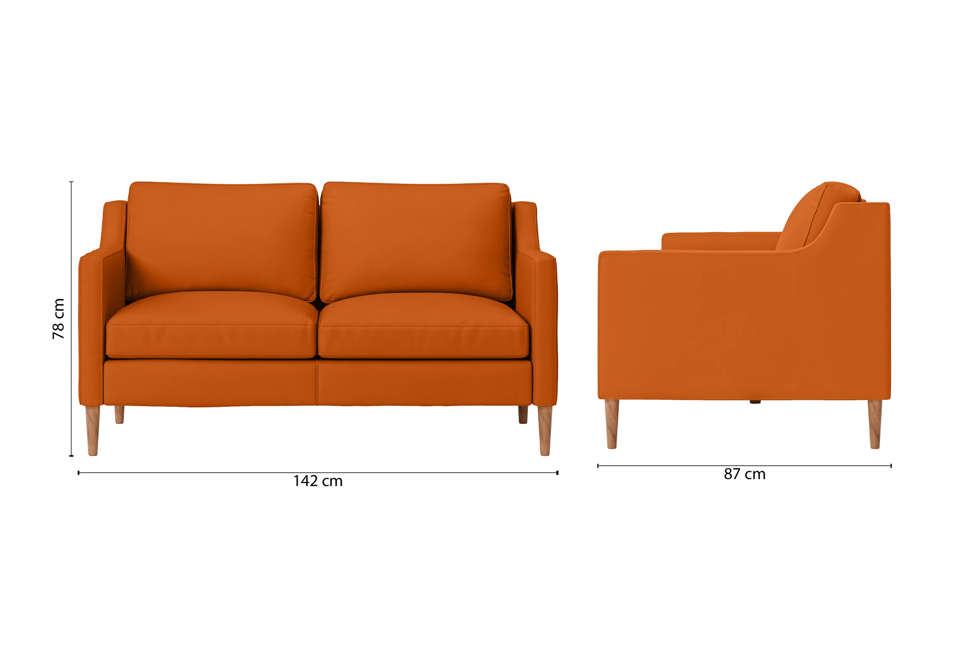 Greco 2 Seater Sofa Orange Leather