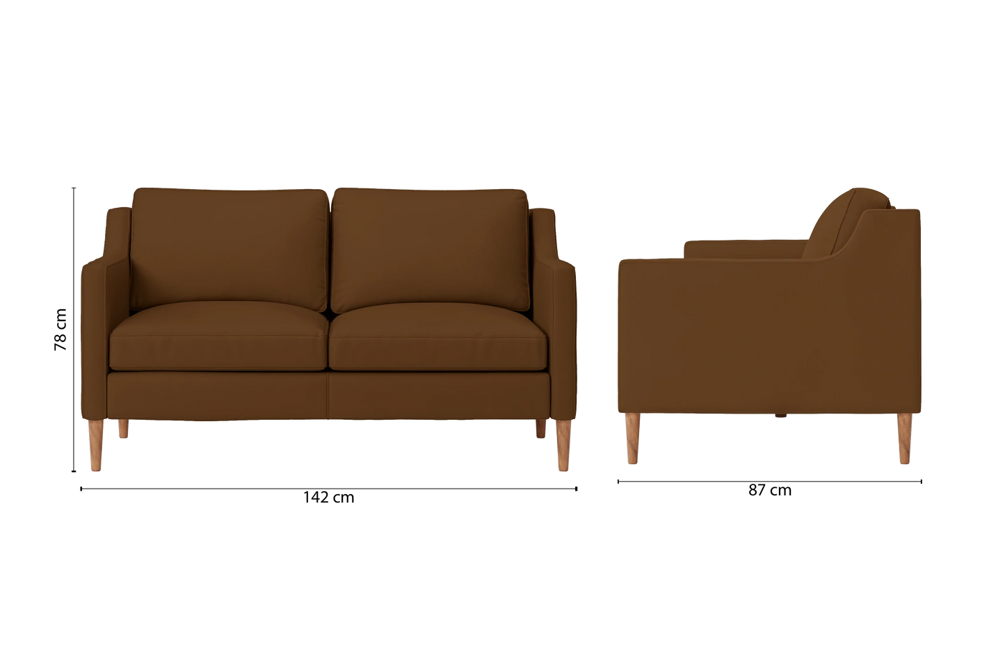 Greco 2 Seater Sofa Walnut Brown Leather