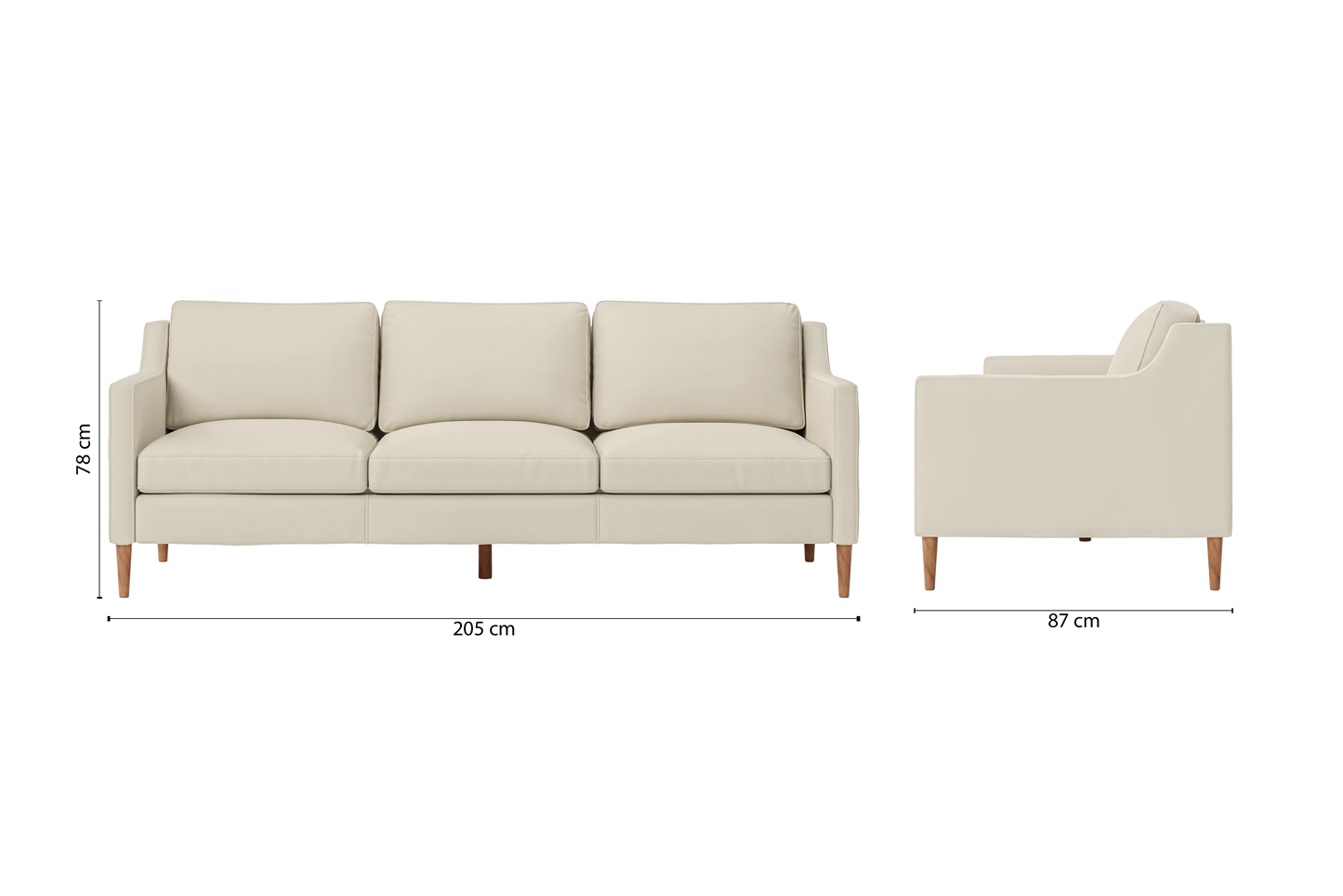 Greco 3 Seater Sofa Cream Leather