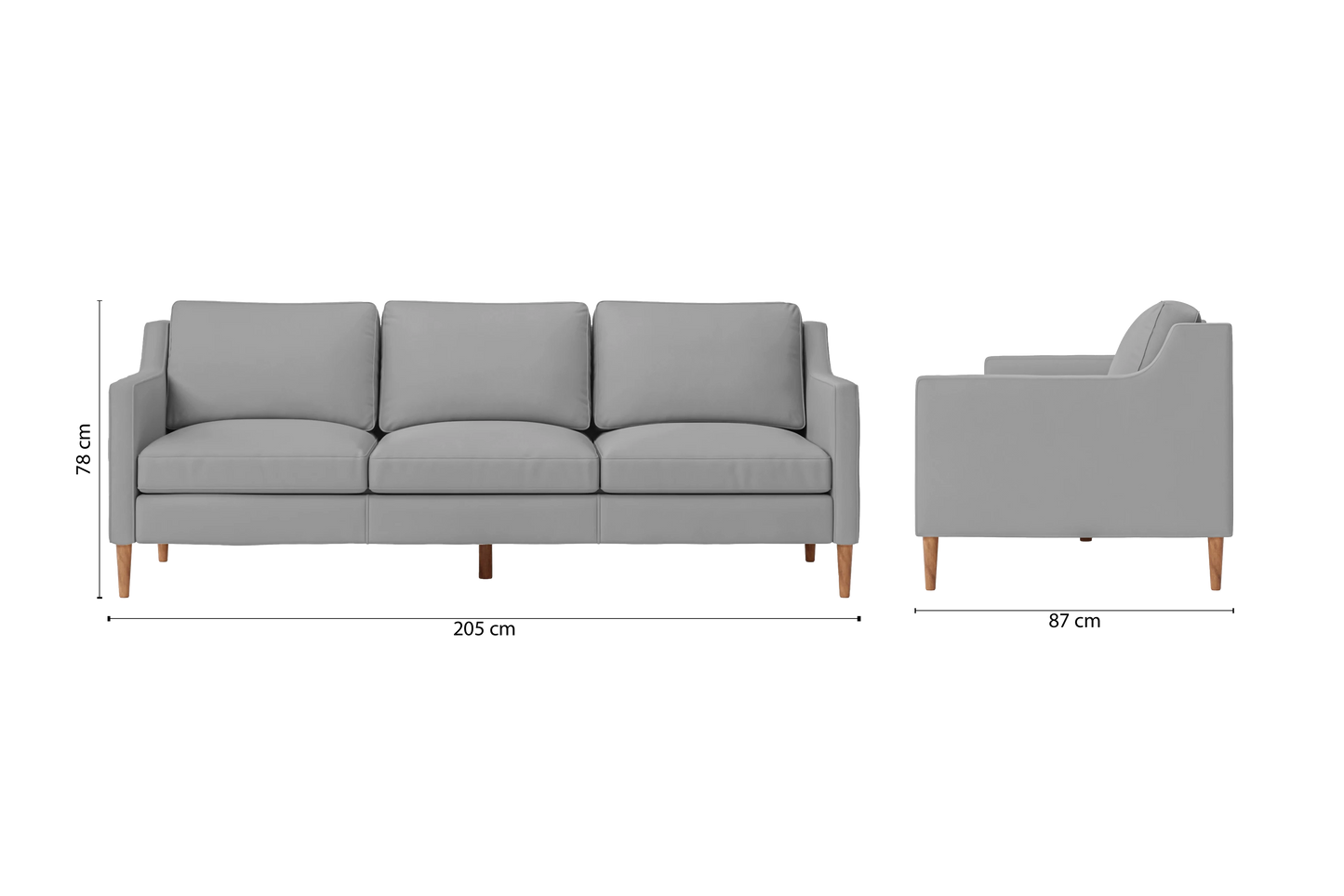 Greco 3 Seater Sofa Grey Leather