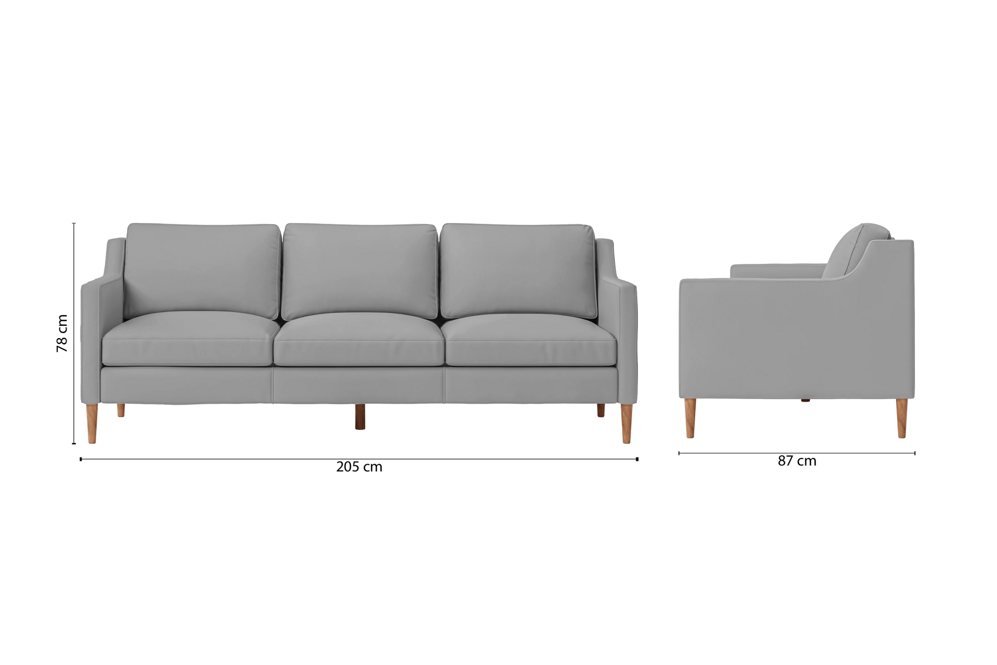 Greco 3 Seater Sofa Grey Leather