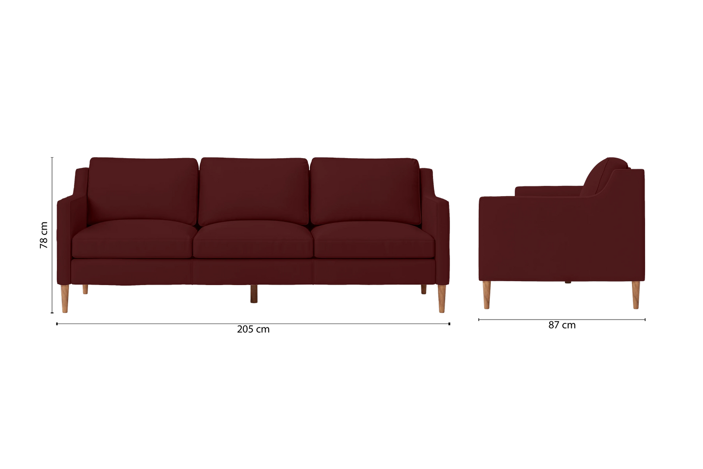 Greco 3 Seater Sofa Red Leather