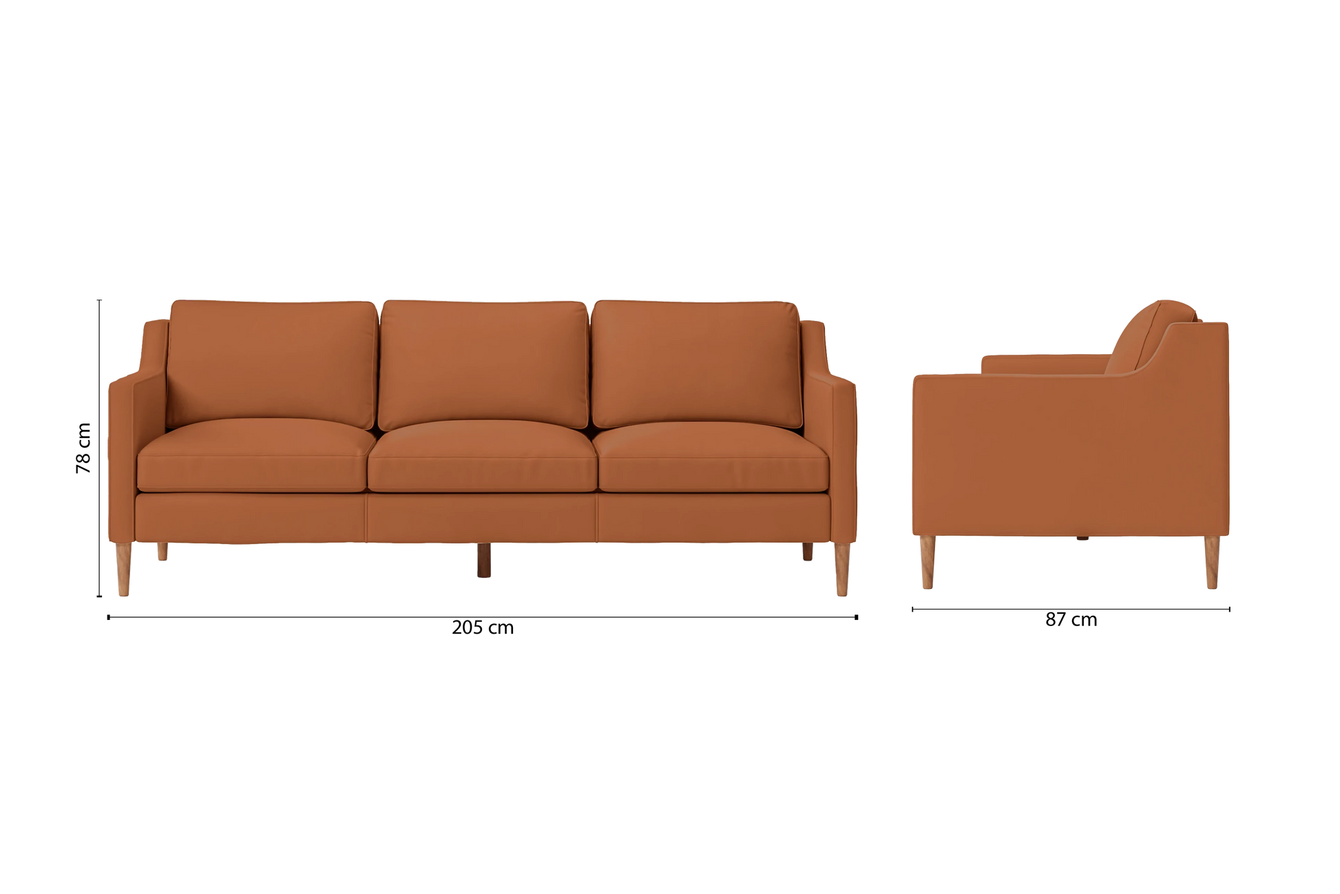 Greco 3 Seater Sofa Tan Brown Leather