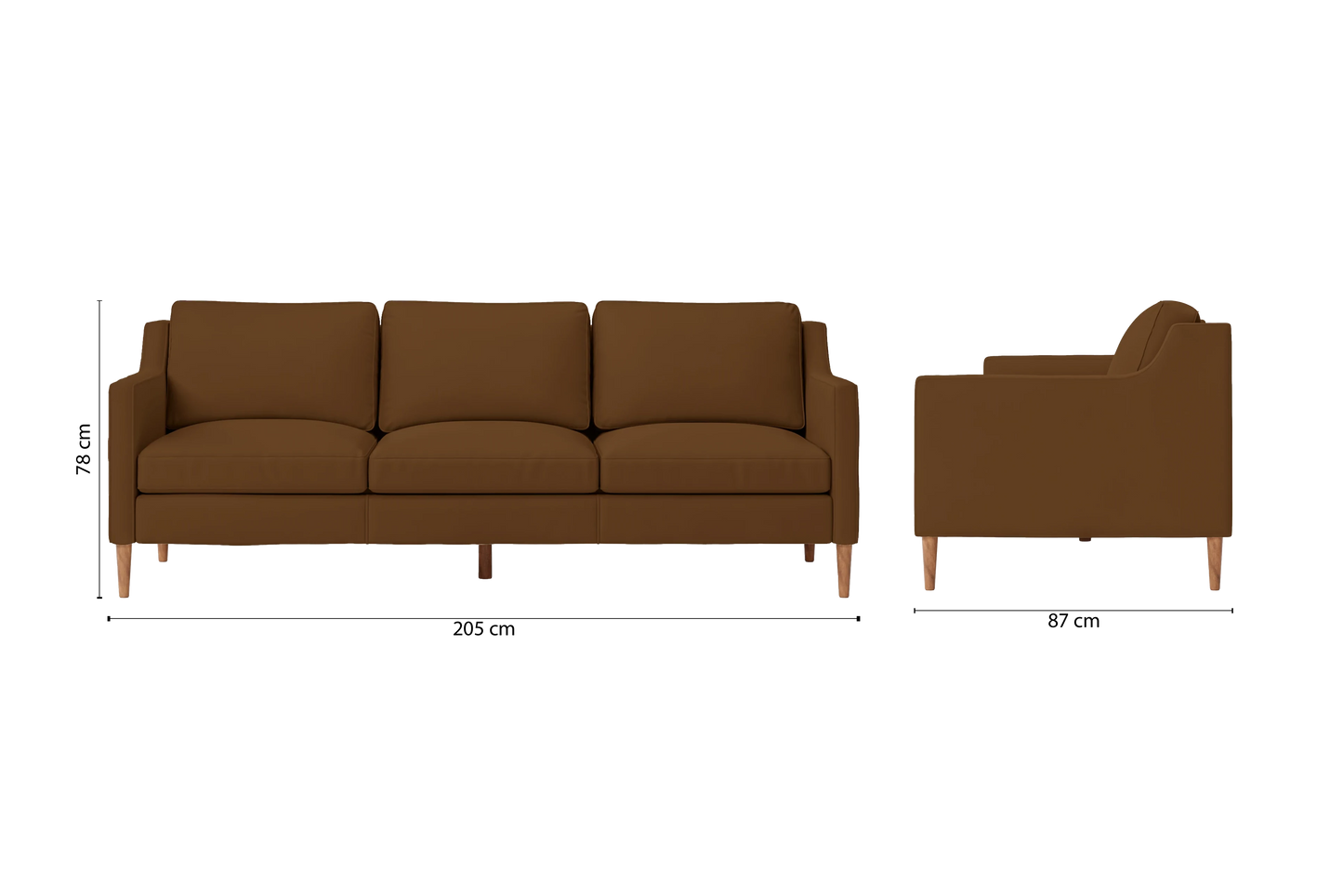 Greco 3 Seater Sofa Walnut Brown Leather