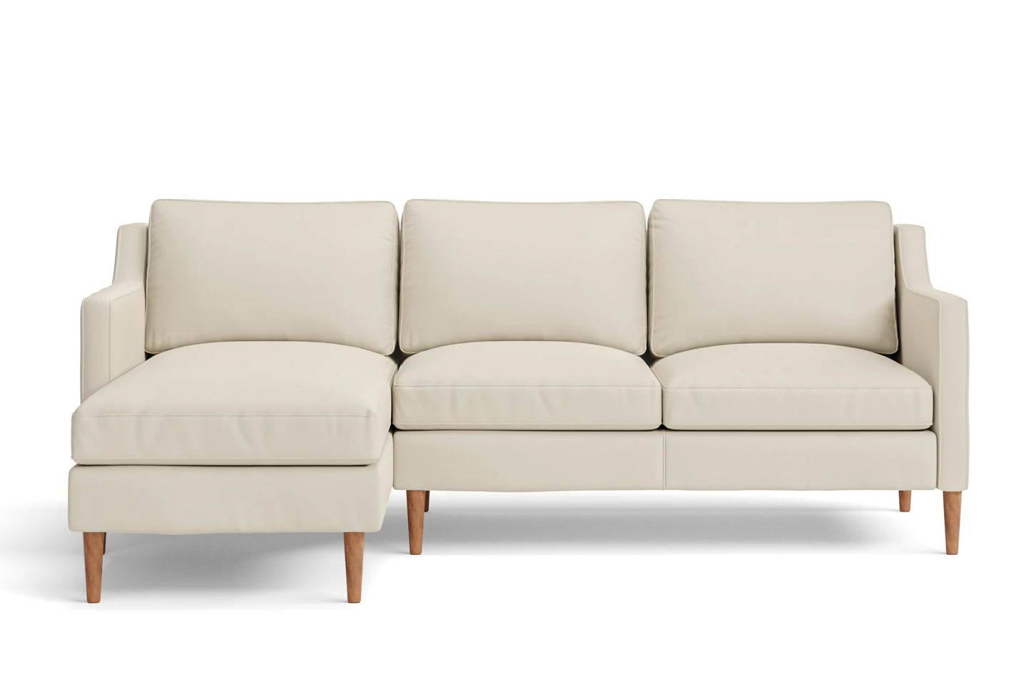 Greco 3 Seater Left Hand Facing Chaise Lounge Corner Sofa Cream Leather