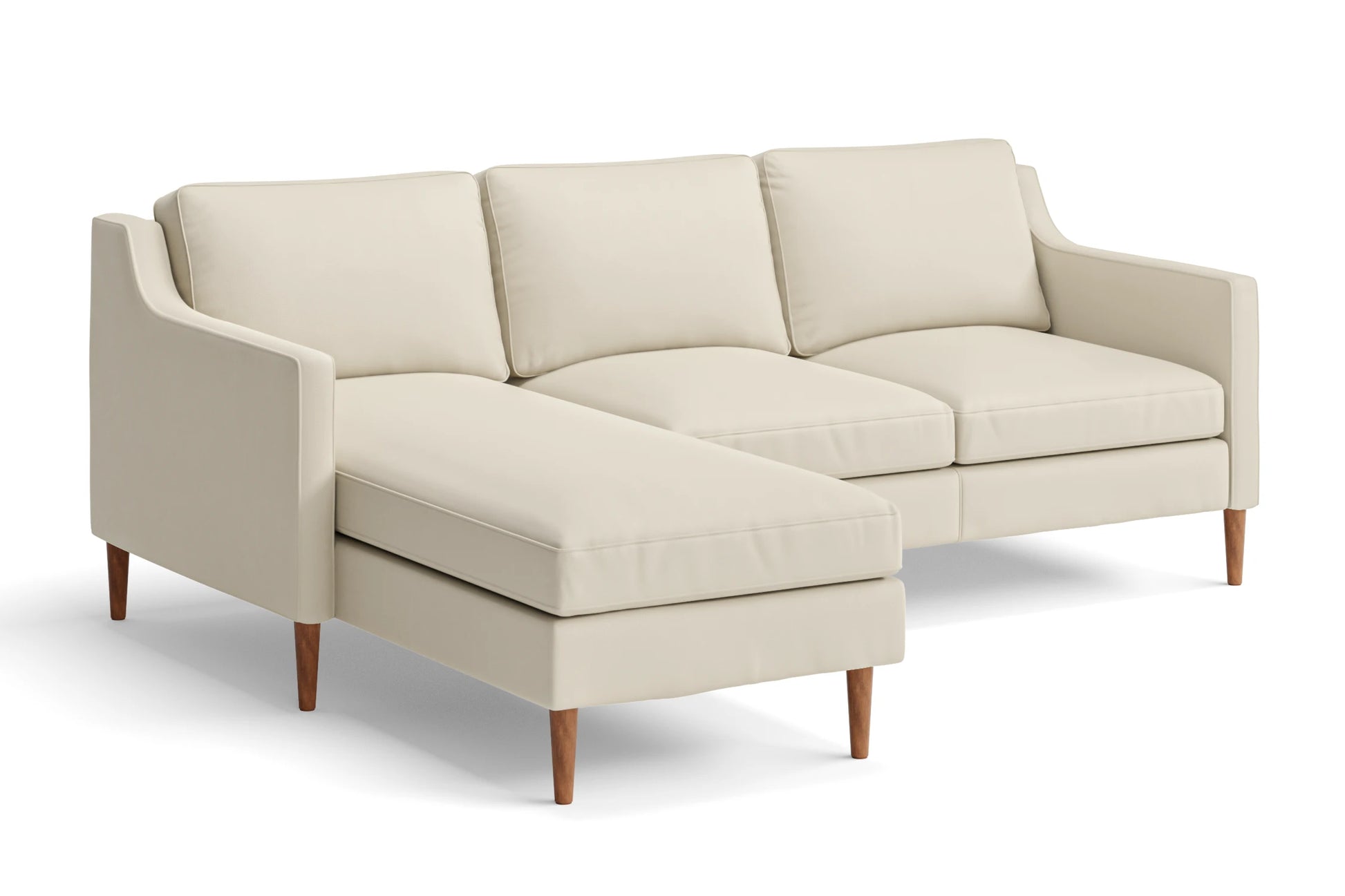 Greco 3 Seater Left Hand Facing Chaise Lounge Corner Sofa Cream Leather