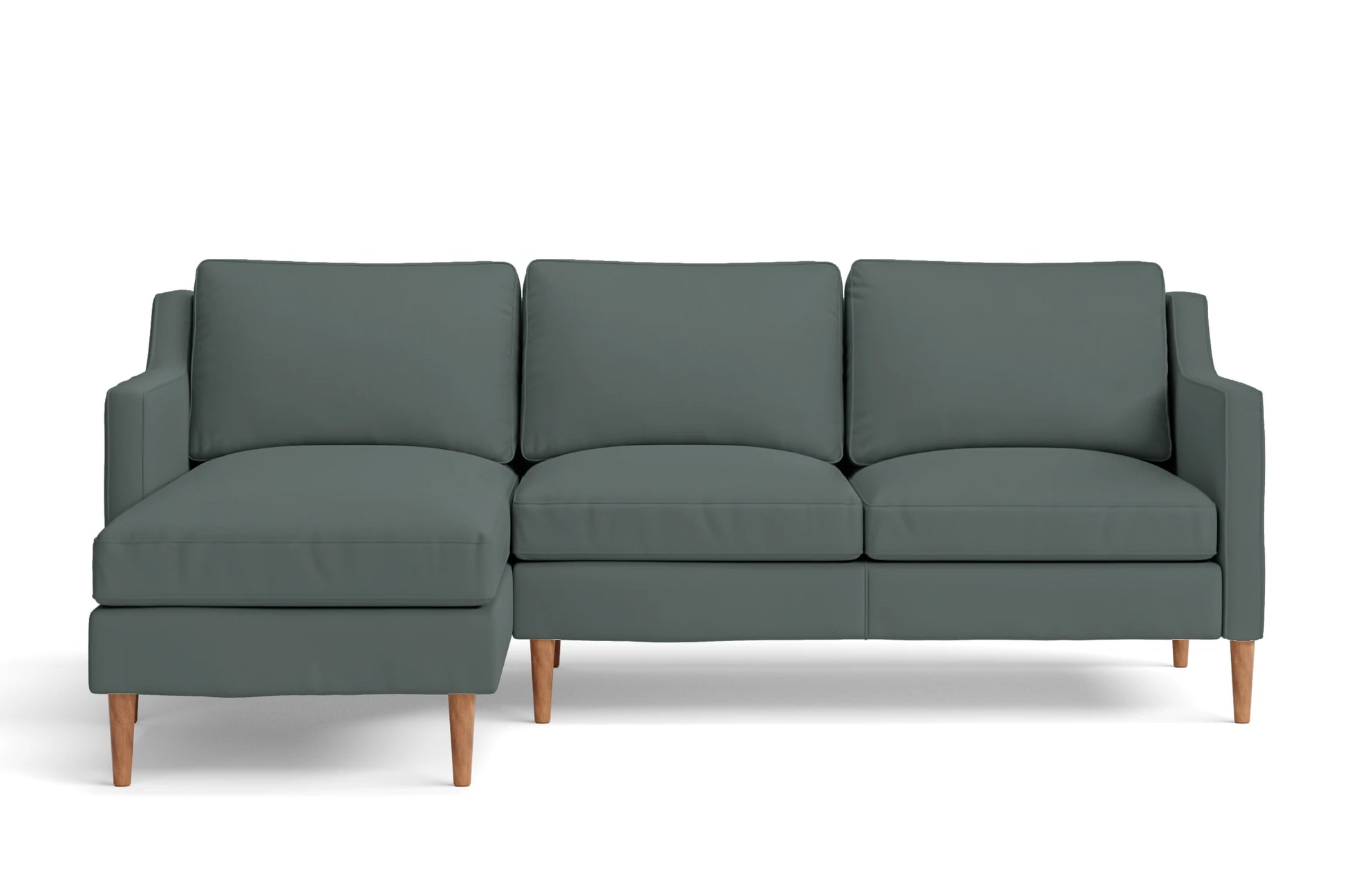 Greco 3 Seater Left Hand Facing Chaise Lounge Corner Sofa Dusky Turquoise Leather