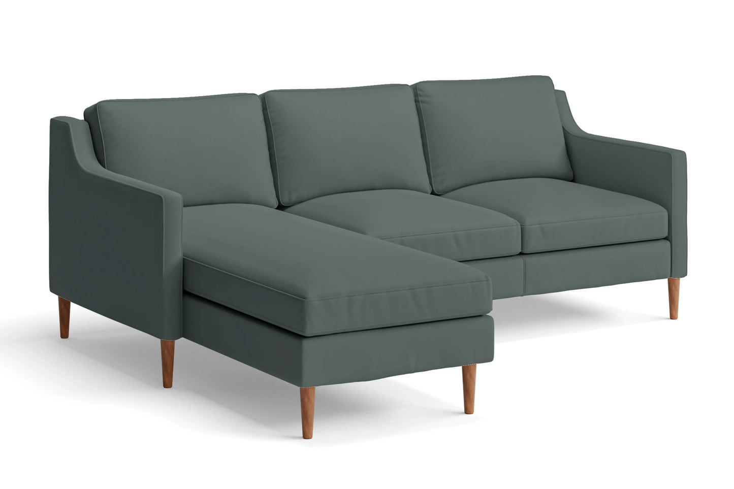 Greco 3 Seater Left Hand Facing Chaise Lounge Corner Sofa Dusky Turquoise Leather