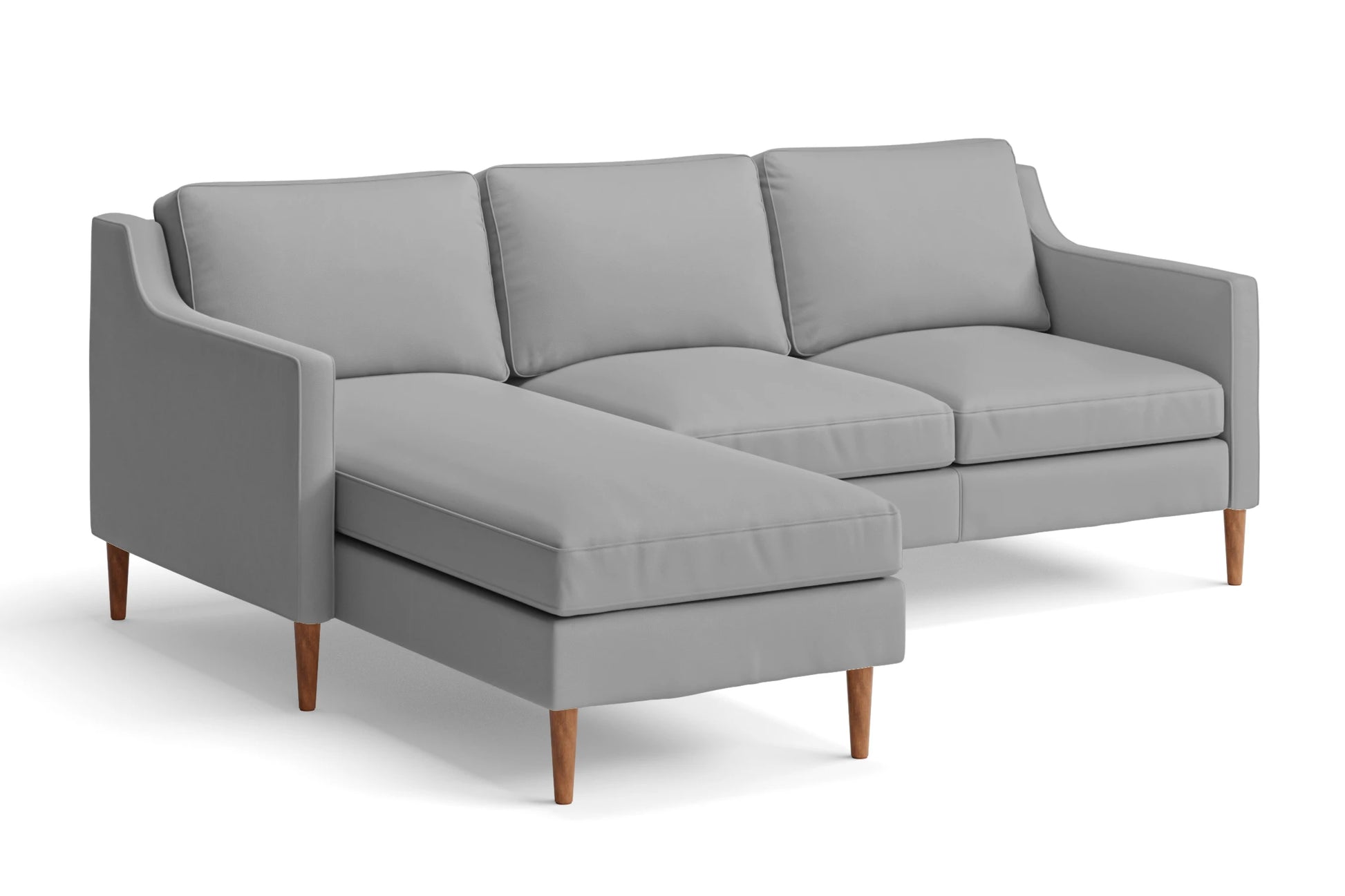 Greco 3 Seater Left Hand Facing Chaise Lounge Corner Sofa Grey Leather