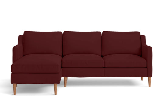 Greco 3 Seater Left Hand Facing Chaise Lounge Corner Sofa Red Leather