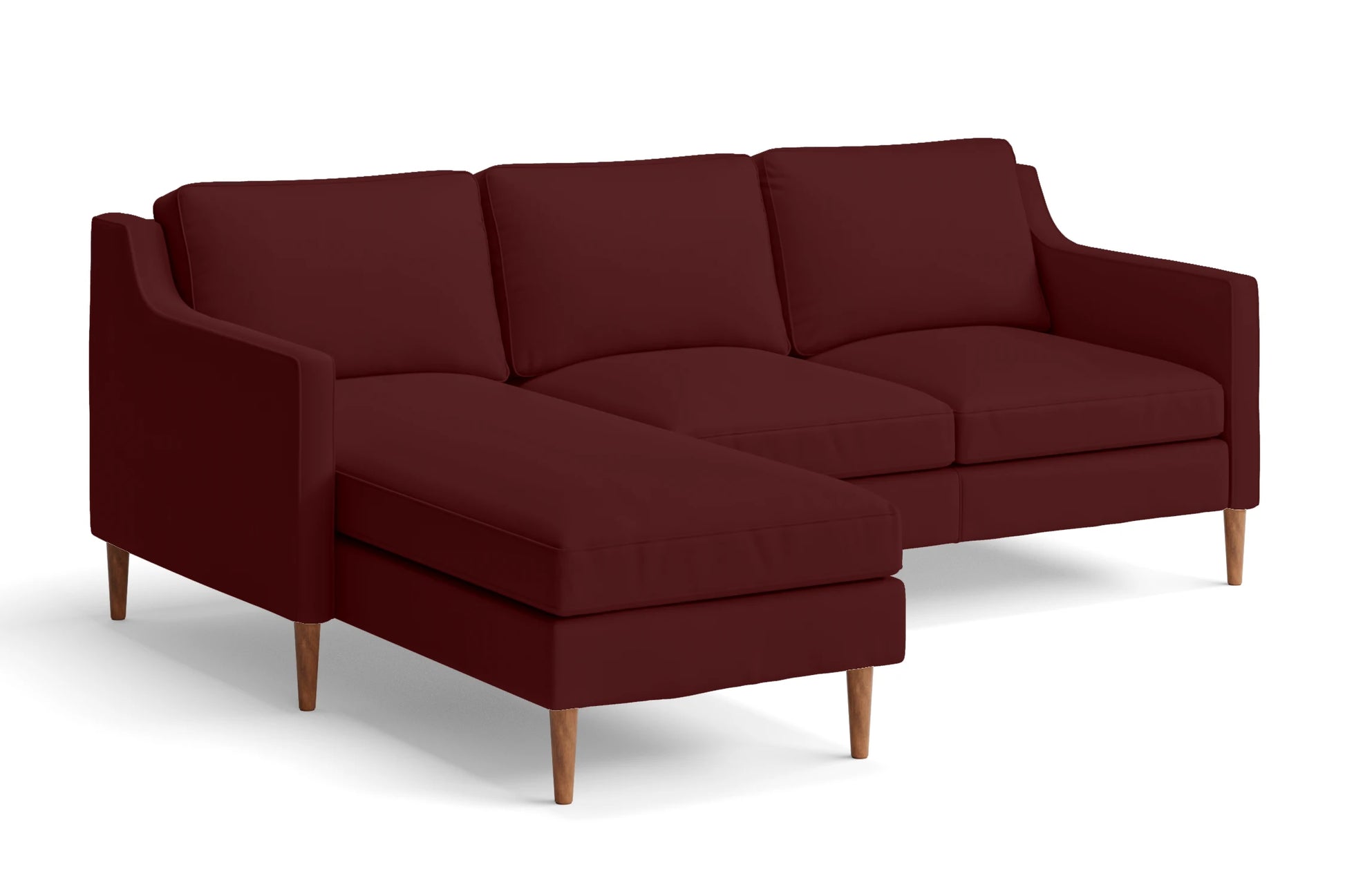 Greco 3 Seater Left Hand Facing Chaise Lounge Corner Sofa Red Leather