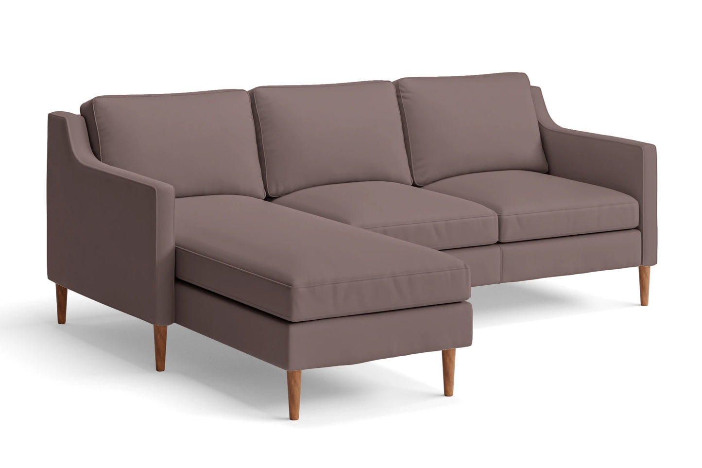 Greco 3 Seater Left Hand Facing Chaise Lounge Corner Sofa Rose Taupe Leather