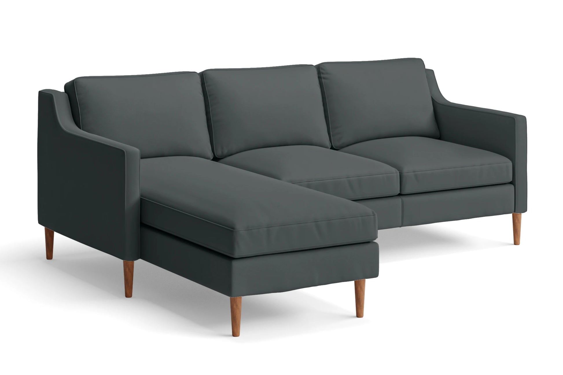 Greco 3 Seater Left Hand Facing Chaise Lounge Corner Sofa Slate Leather