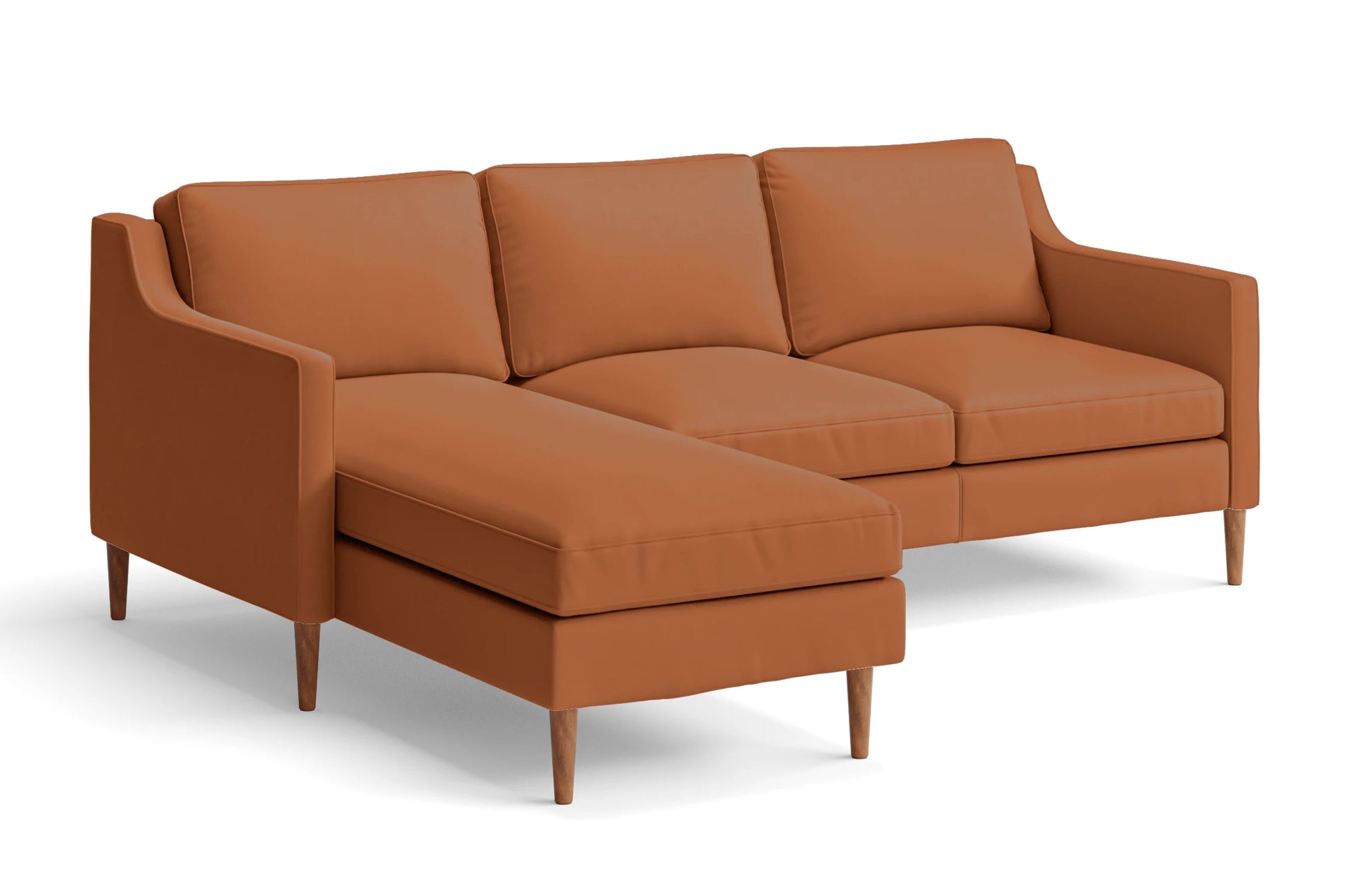 Greco 3 Seater Left Hand Facing Chaise Lounge Corner Sofa Tan Brown Leather