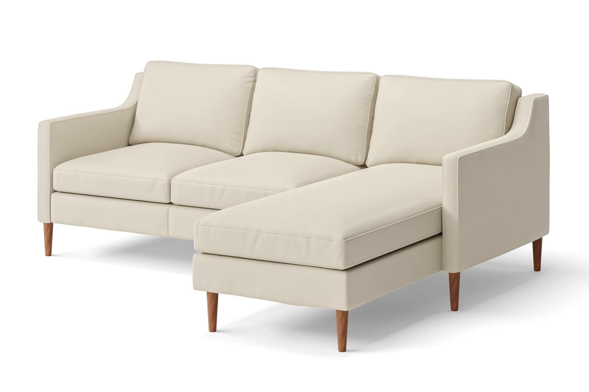 Greco 3 Seater Right Hand Facing Chaise Lounge Corner Sofa Cream Leather