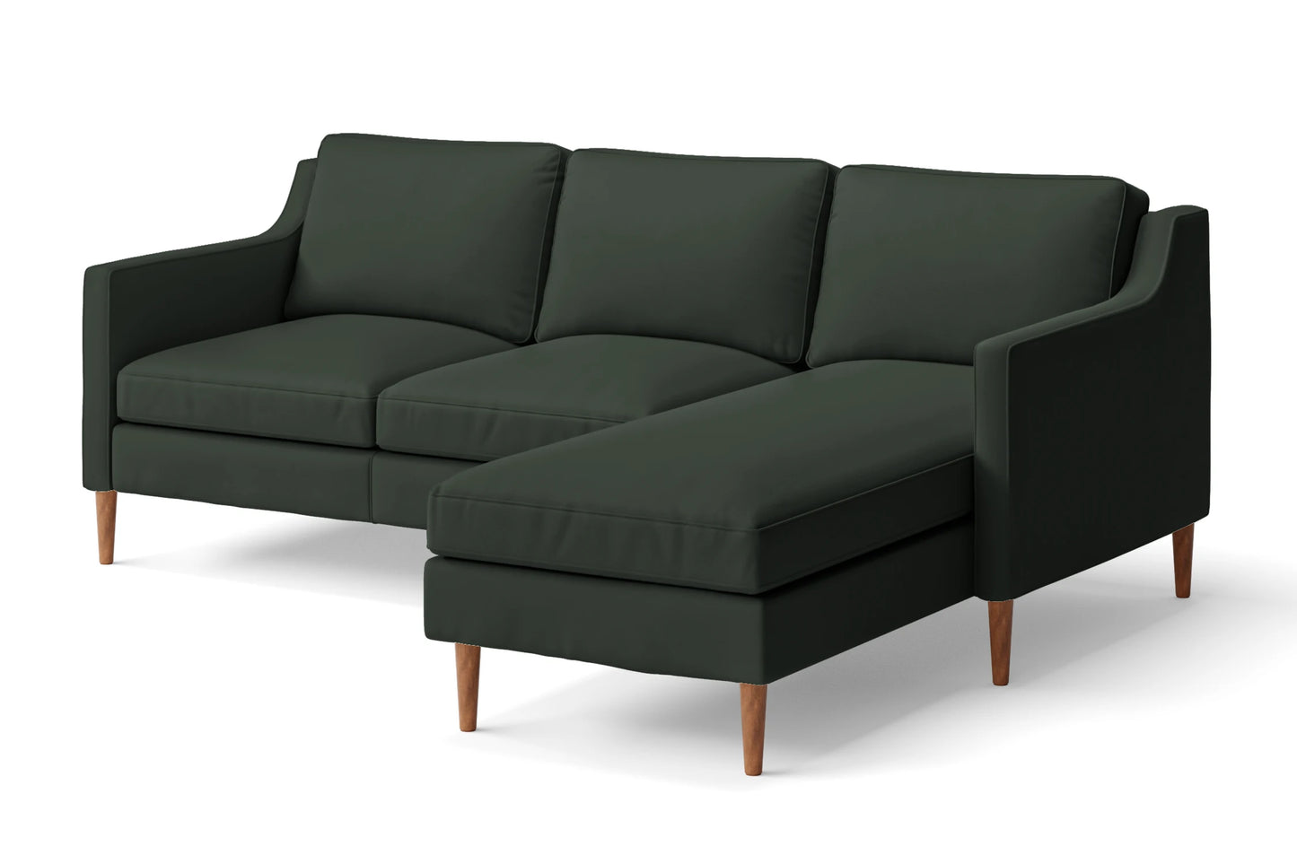 Greco 3 Seater Right Hand Facing Chaise Lounge Corner Sofa Green Leather