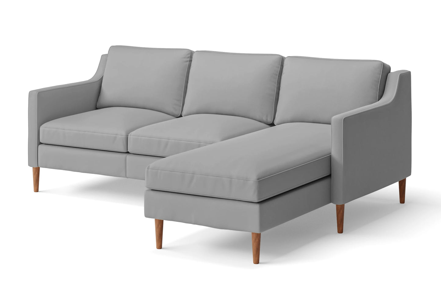 Greco 3 Seater Right Hand Facing Chaise Lounge Corner Sofa Grey Leather