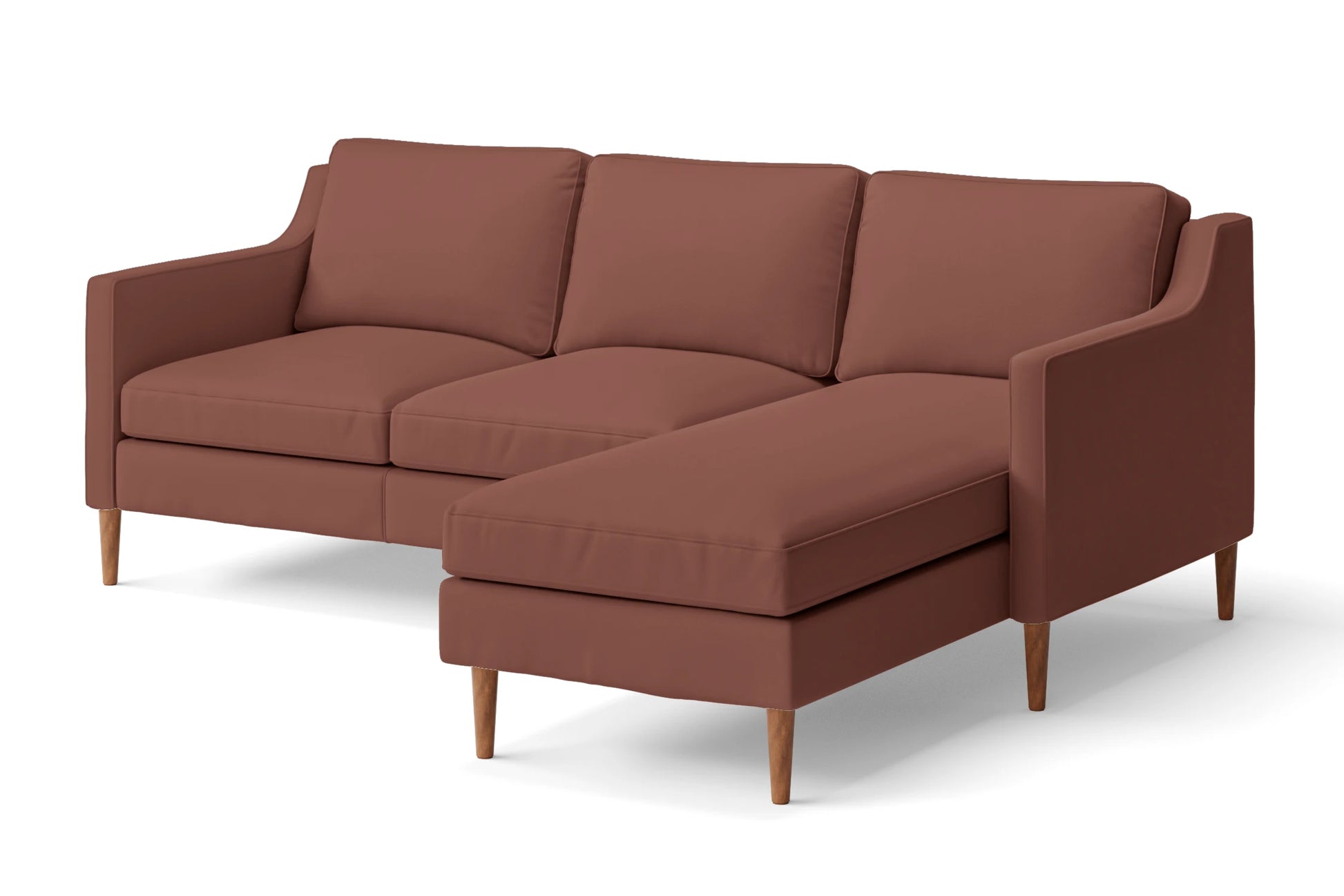 Greco 3 Seater Right Hand Facing Chaise Lounge Corner Sofa Mauve Leather