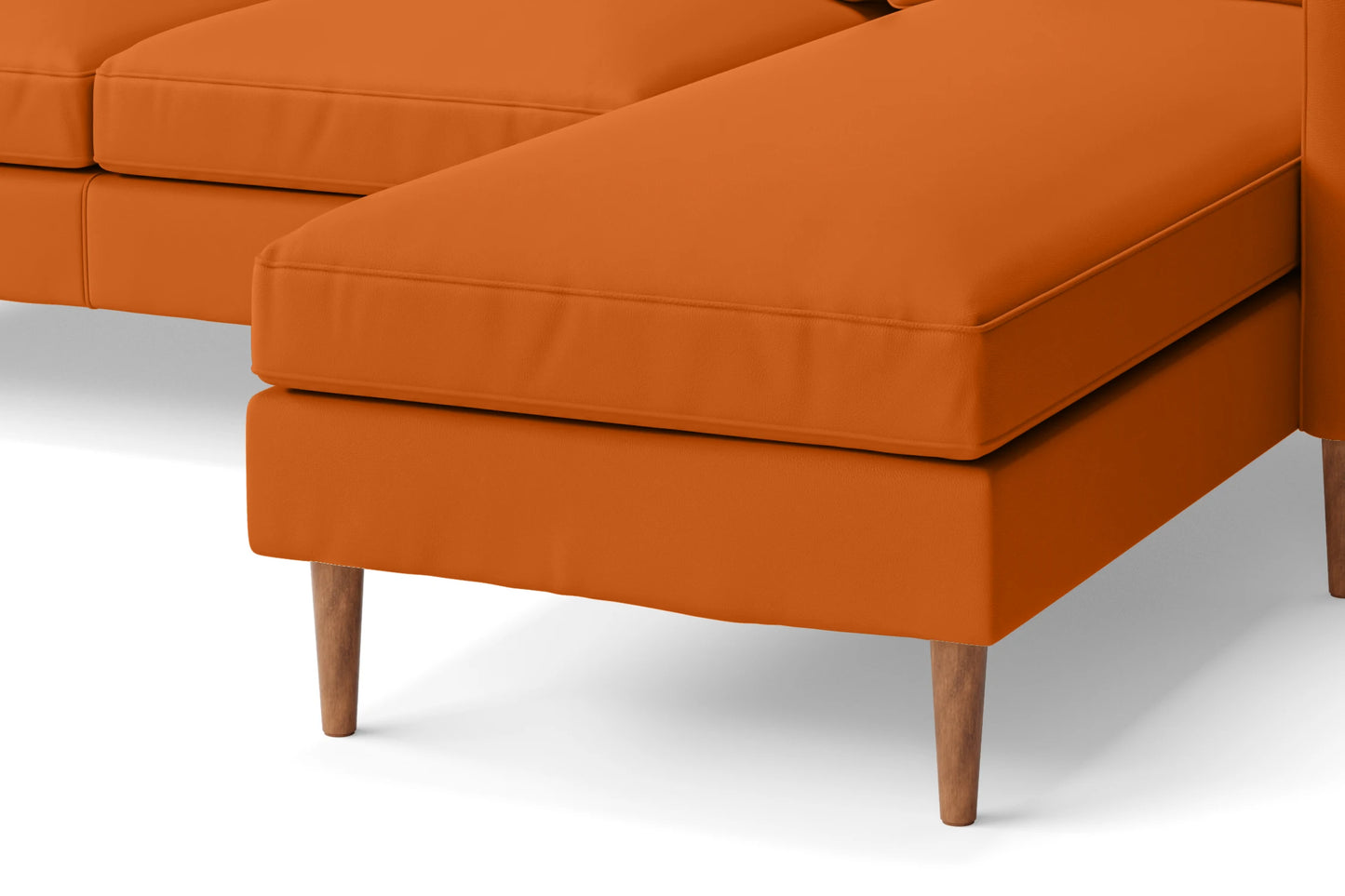 Greco 3 Seater Right Hand Facing Chaise Lounge Corner Sofa Orange Leather