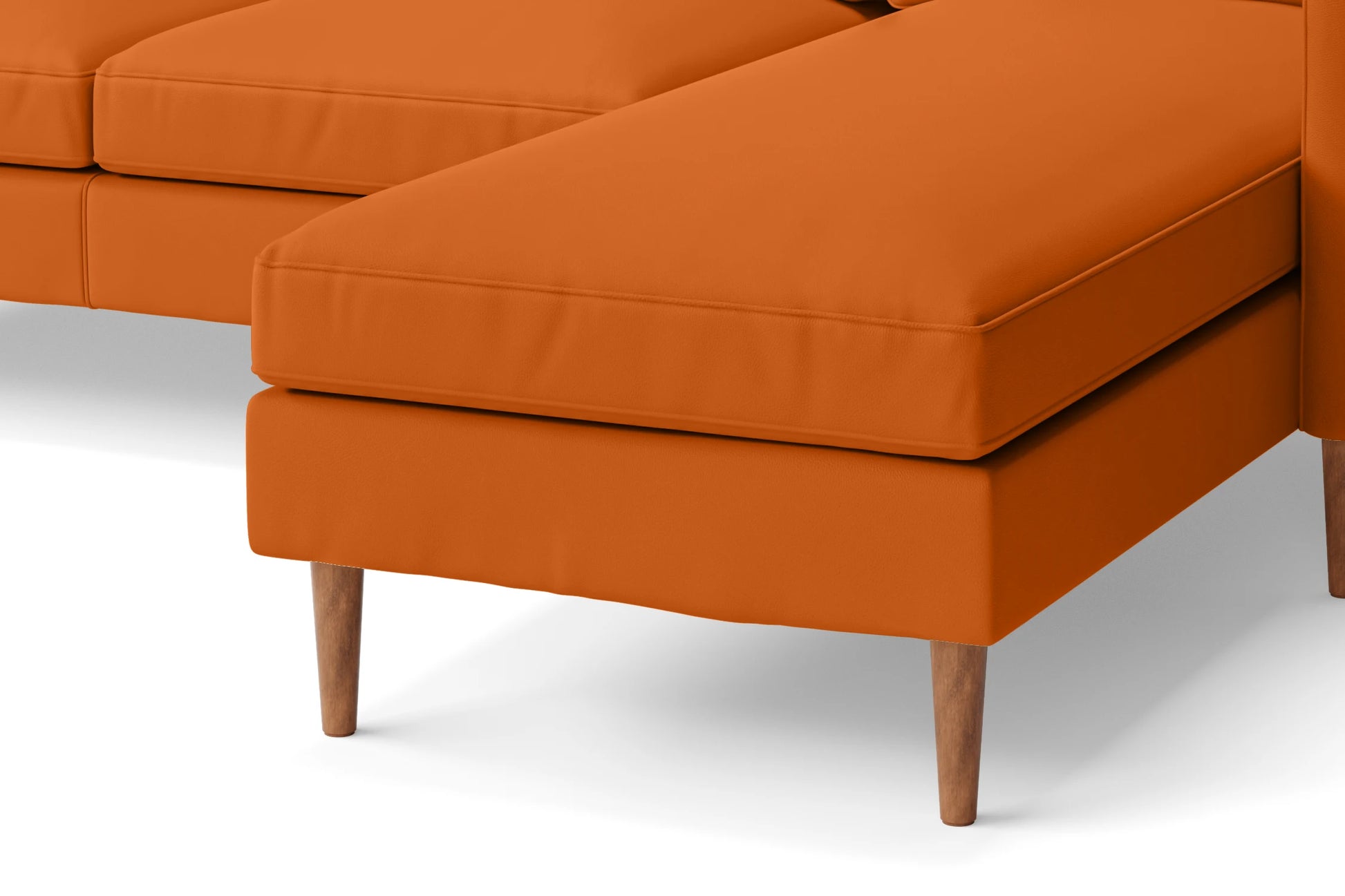 Greco 3 Seater Right Hand Facing Chaise Lounge Corner Sofa Orange Leather