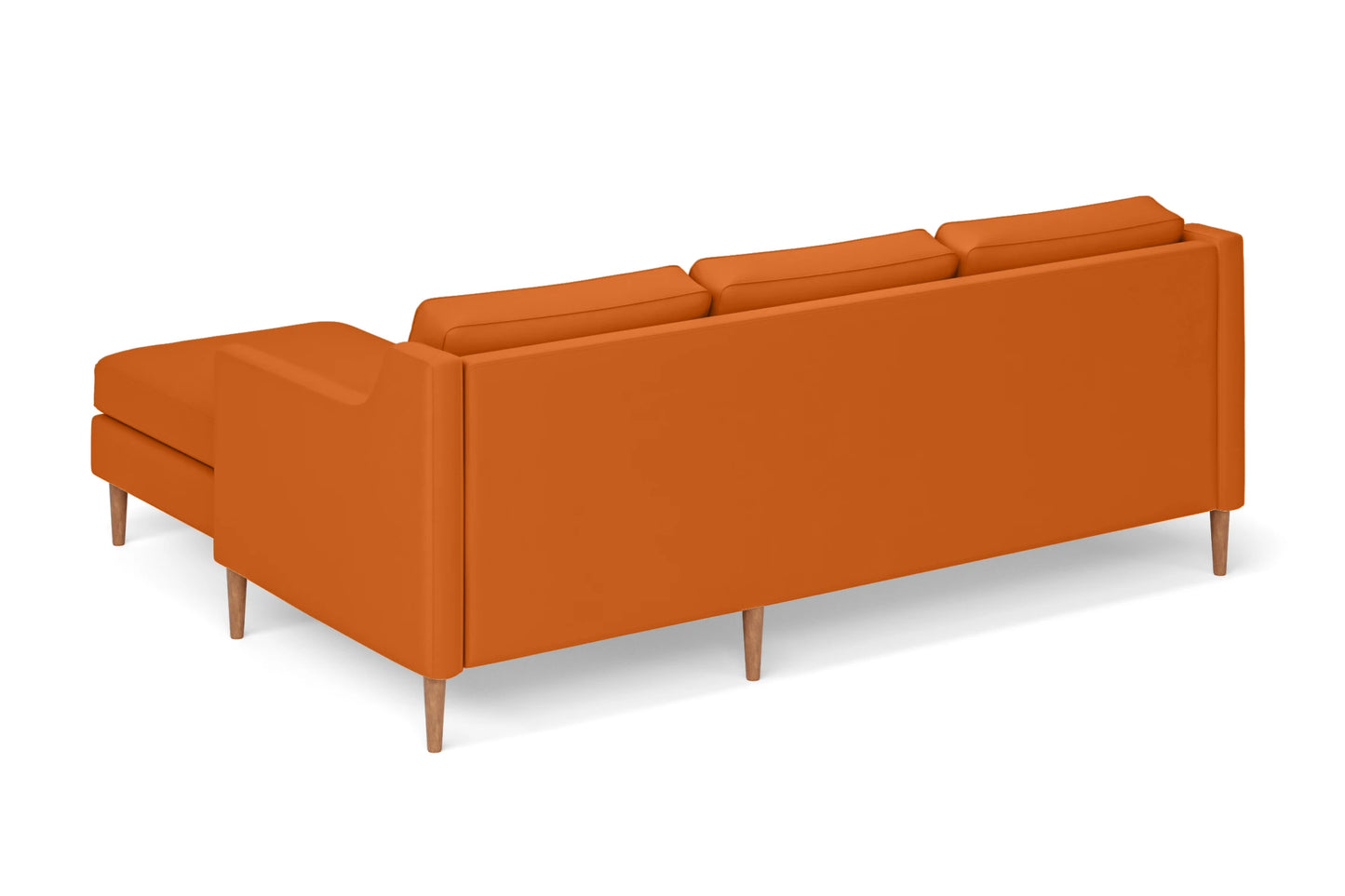 Greco 3 Seater Right Hand Facing Chaise Lounge Corner Sofa Orange Leather