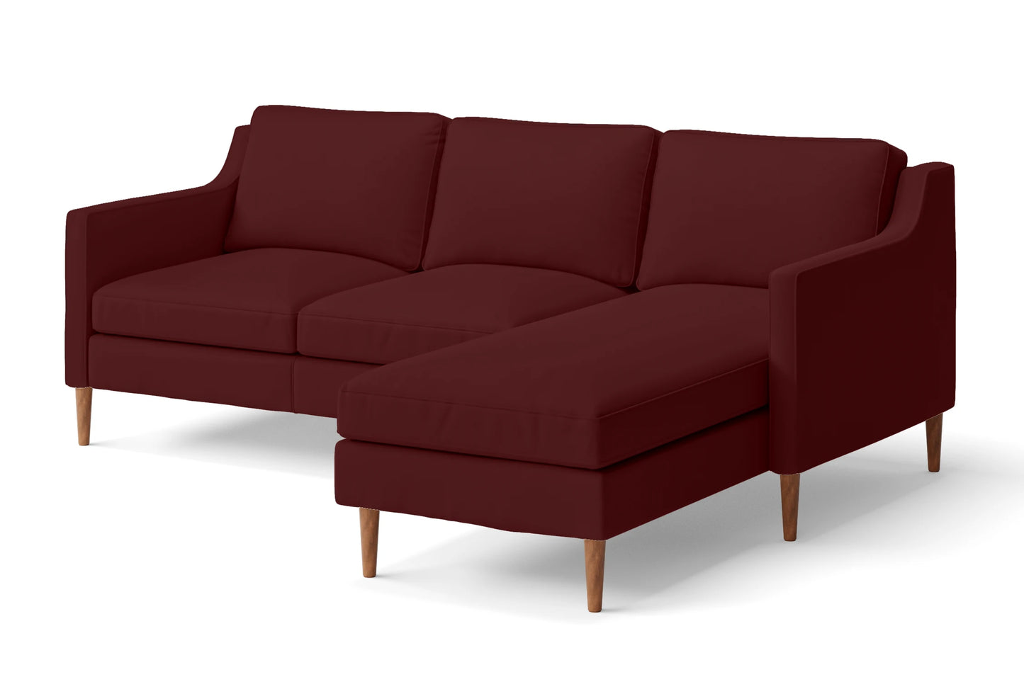 Greco 3 Seater Right Hand Facing Chaise Lounge Corner Sofa Red Leather