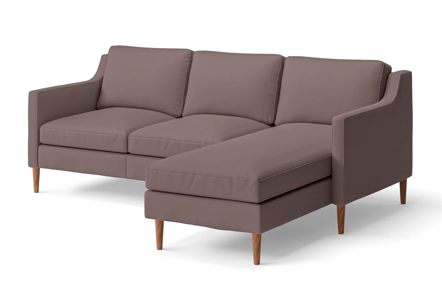 Greco 3 Seater Right Hand Facing Chaise Lounge Corner Sofa Rose Taupe Leather