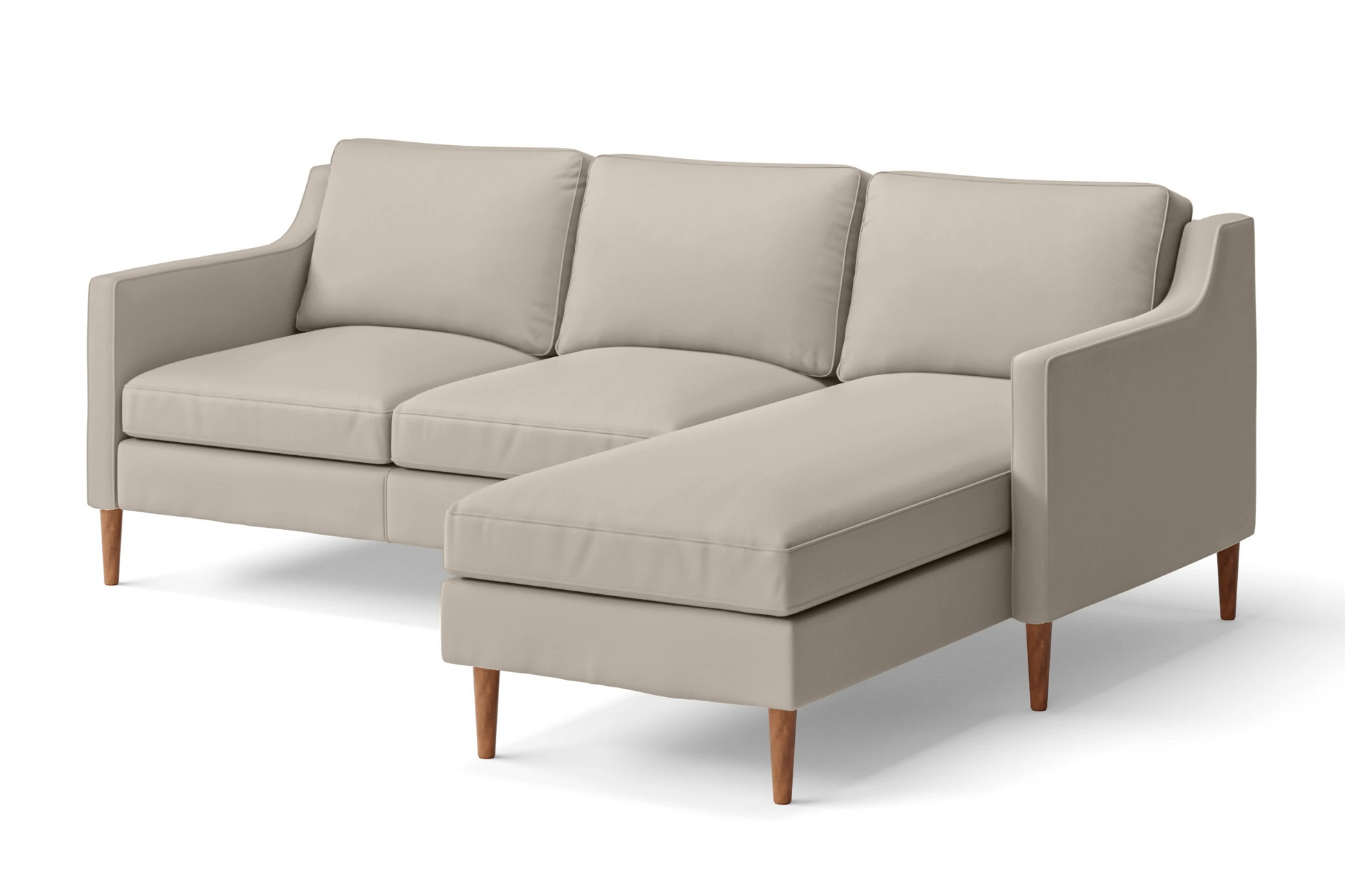 Greco 3 Seater Right Hand Facing Chaise Lounge Corner Sofa Sand Leather