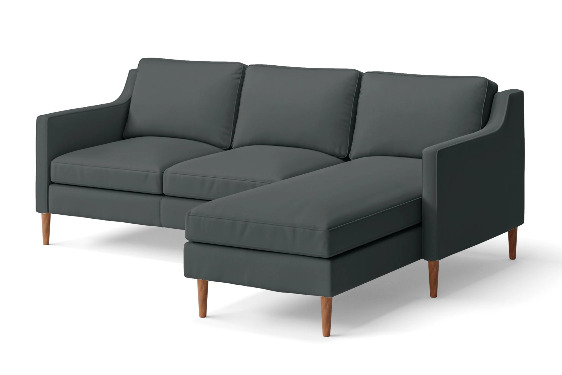 Greco 3 Seater Right Hand Facing Chaise Lounge Corner Sofa Slate Leather