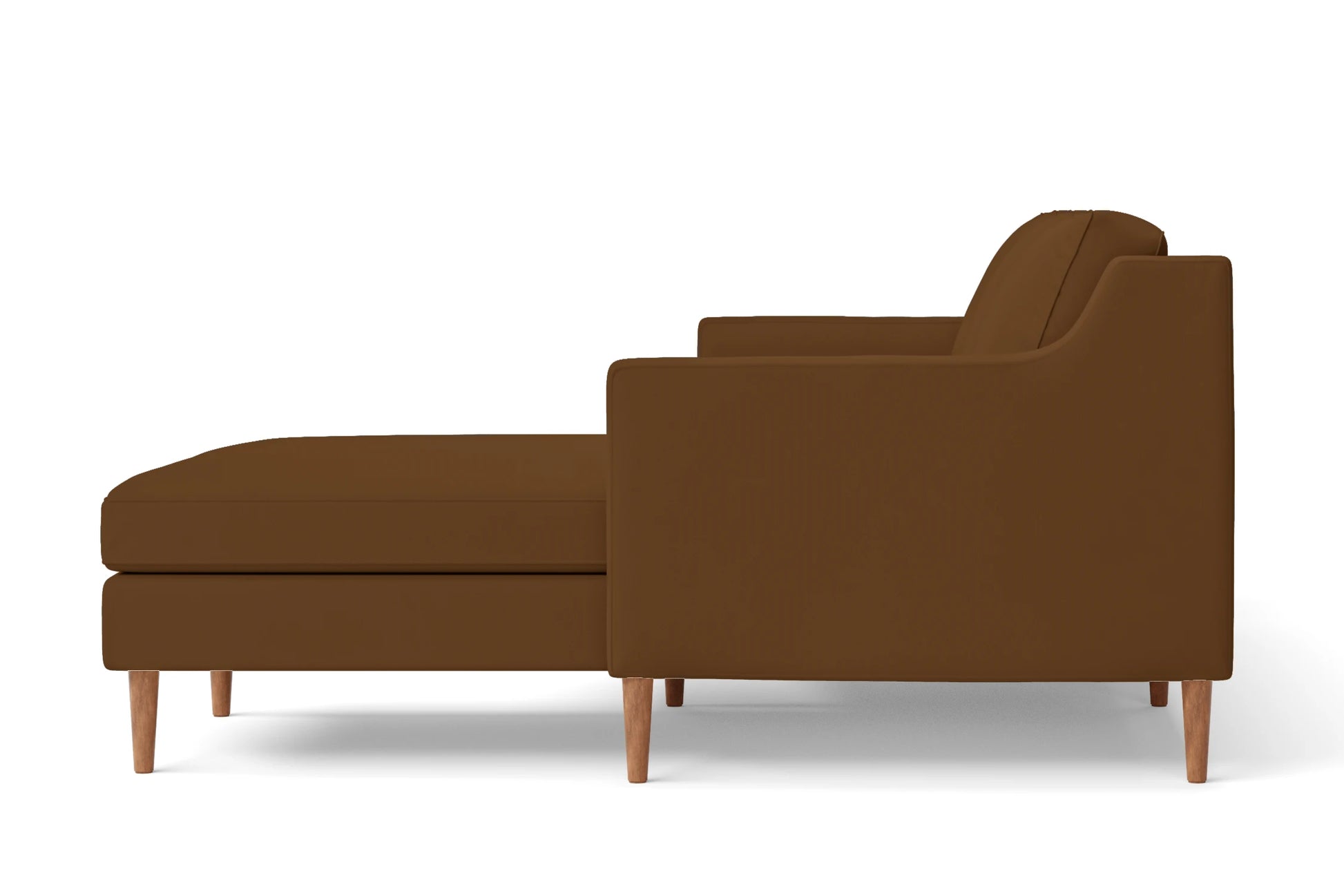 Greco 3 Seater Right Hand Facing Chaise Lounge Corner Sofa Walnut Brown Leather